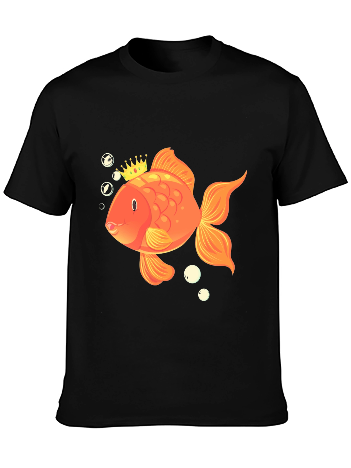 King Goldfish Black T-Shirt - Funny Fish Tee