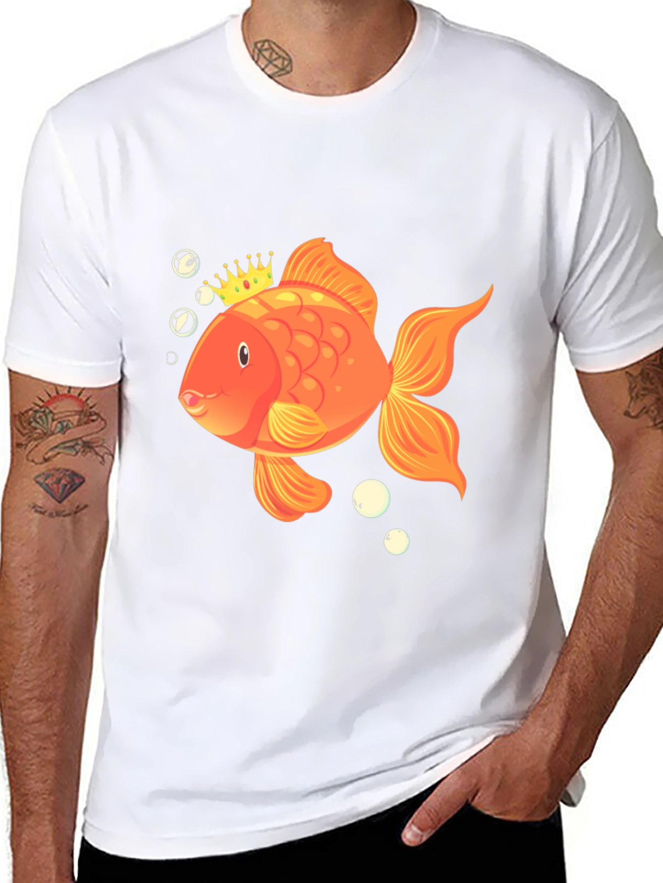 King Goldfish Black T-Shirt - Funny Fish Tee