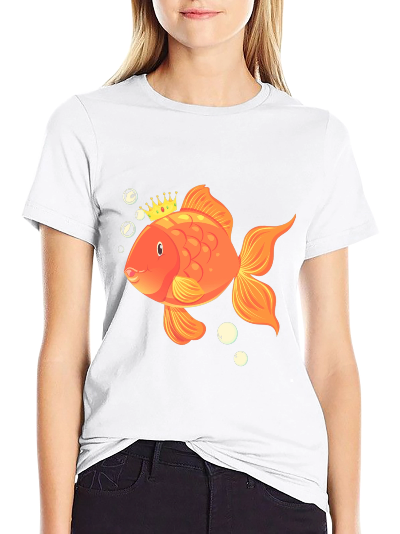 King Goldfish Black T-Shirt - Funny Fish Tee