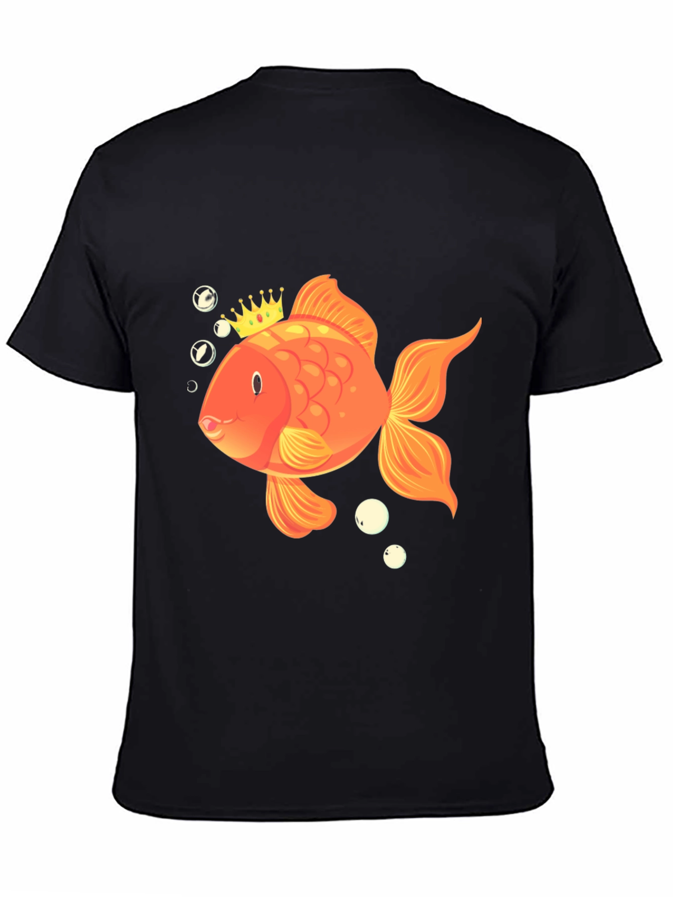 King Goldfish Black T-Shirt - Funny Fish Tee