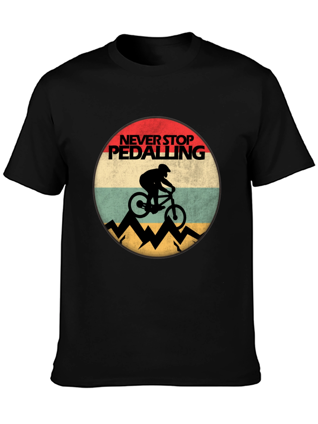 Never Stop Pedalling Mens Graphic Tee
