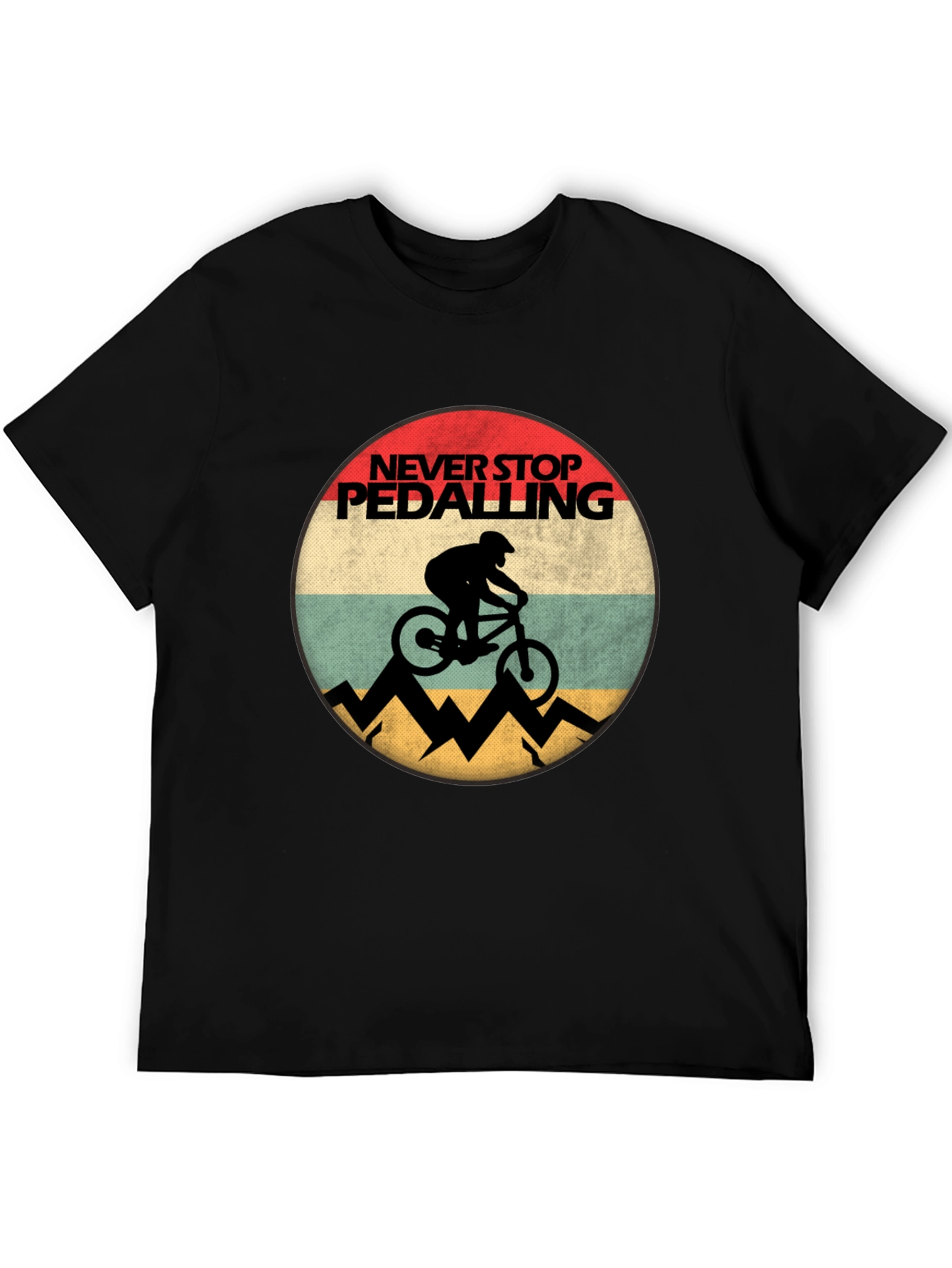 Never Stop Pedalling Mens Graphic Tee