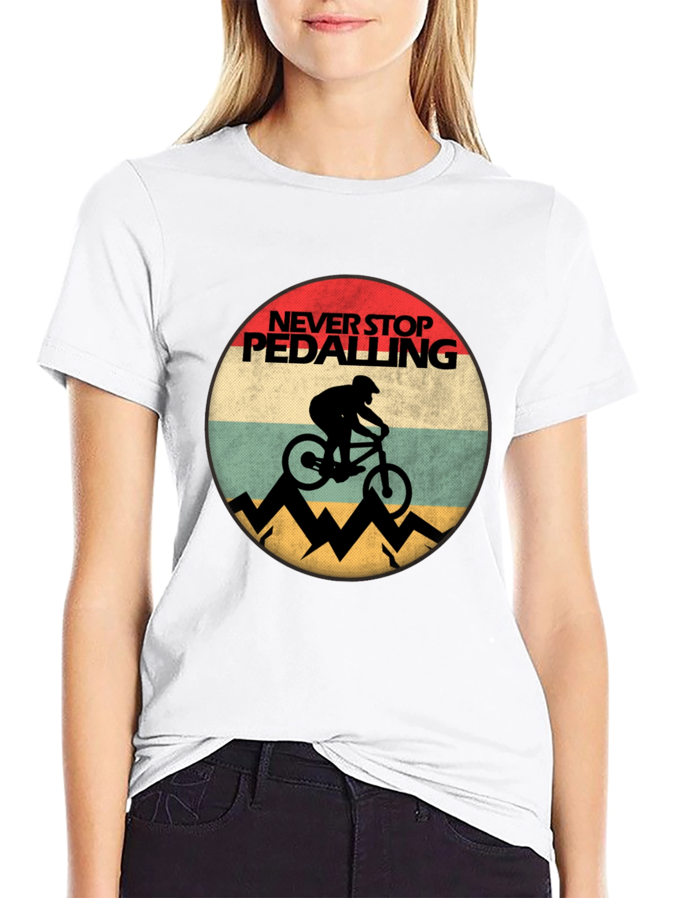 Never Stop Pedalling Mens Graphic Tee