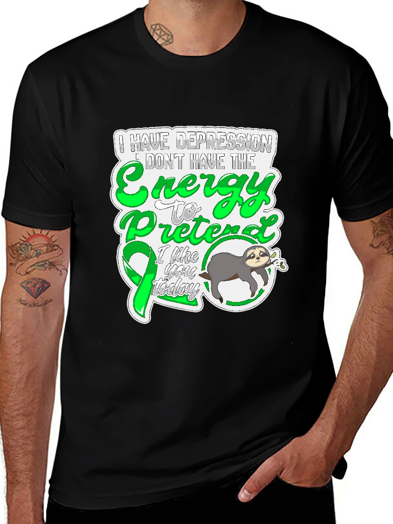 Depression Energy Sloth Graphic Tee
