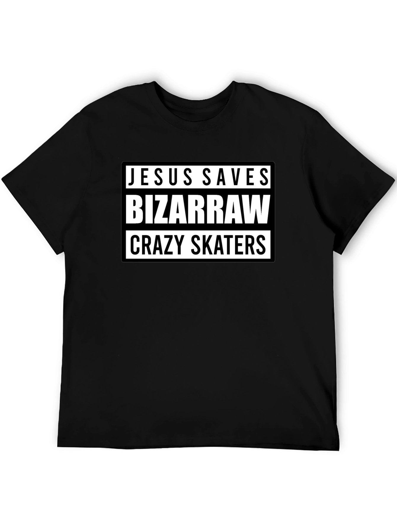 Jesus Saves Bizarraw Crazy Skaters Black T-Shirt