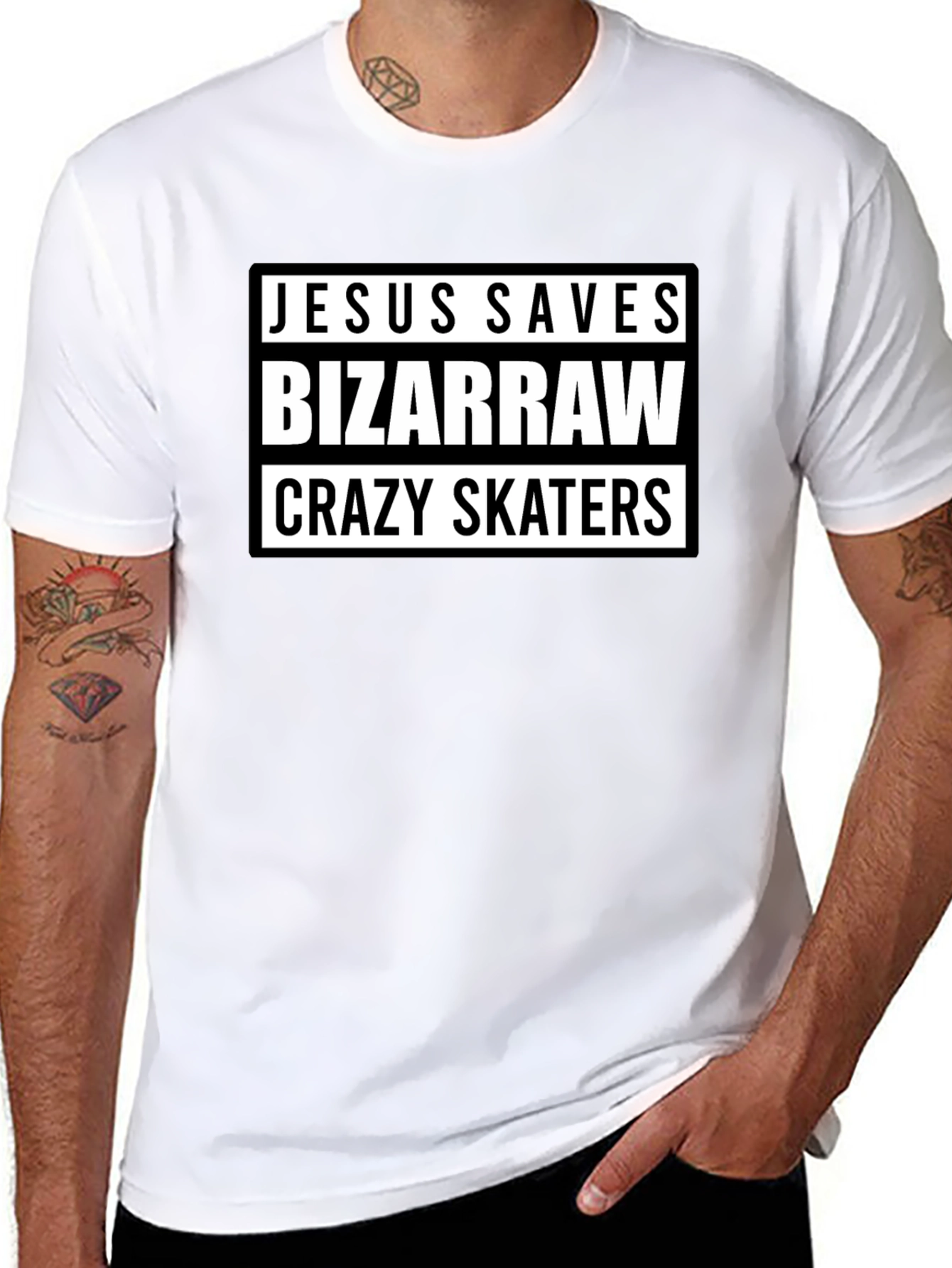 Jesus Saves Bizarraw Crazy Skaters Black T-Shirt