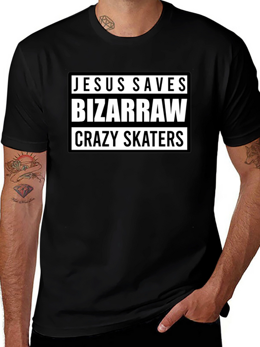 Jesus Saves Bizarraw Crazy Skaters Black T-Shirt