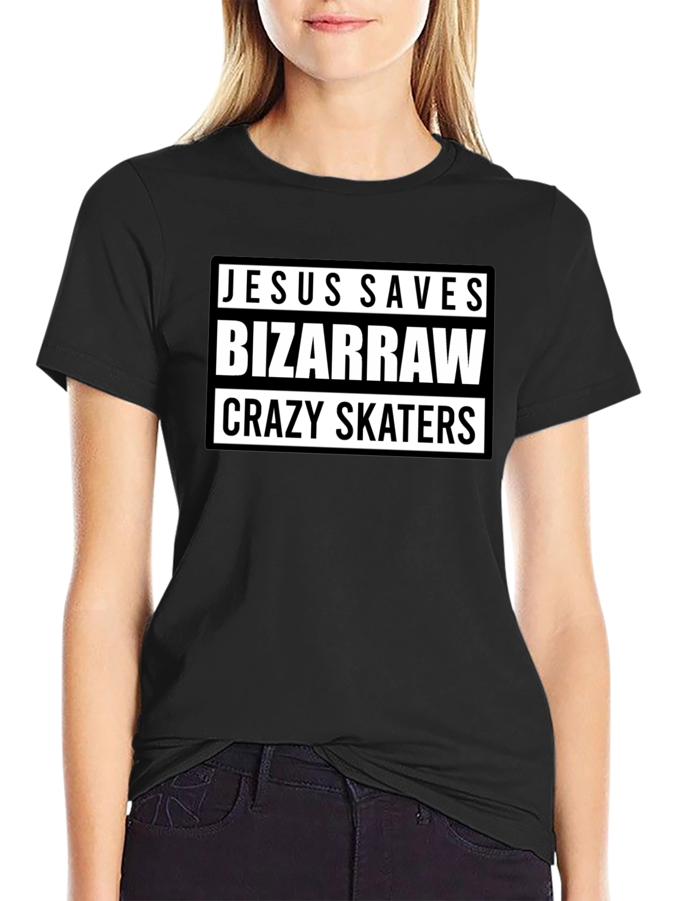 Jesus Saves Bizarraw Crazy Skaters Black T-Shirt