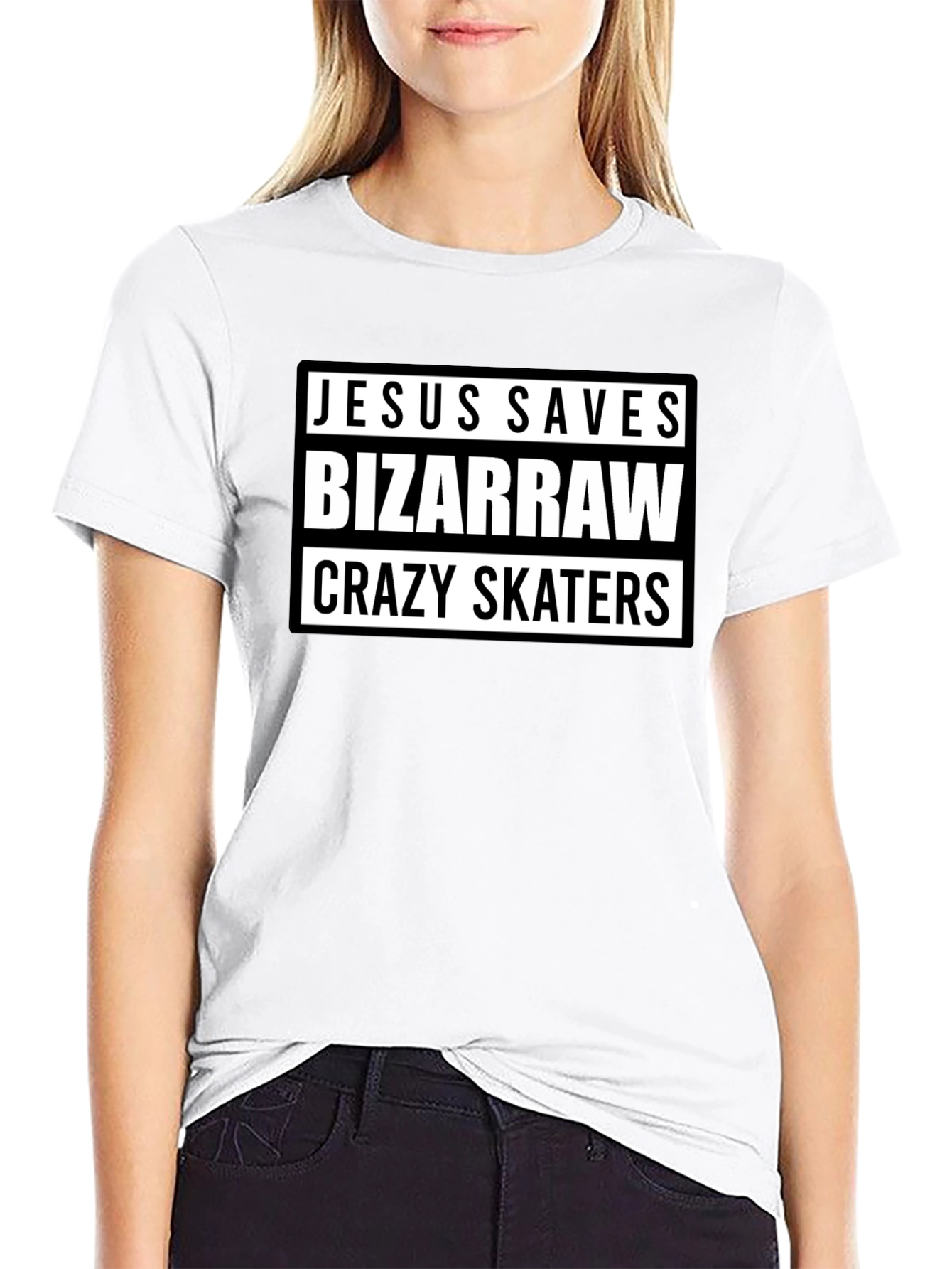 Jesus Saves Bizarraw Crazy Skaters Black T-Shirt