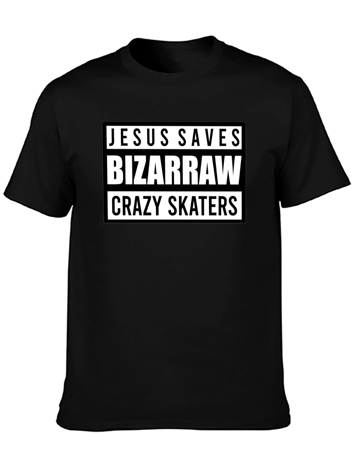 Jesus Saves Bizarraw Crazy Skaters Black T-Shirt