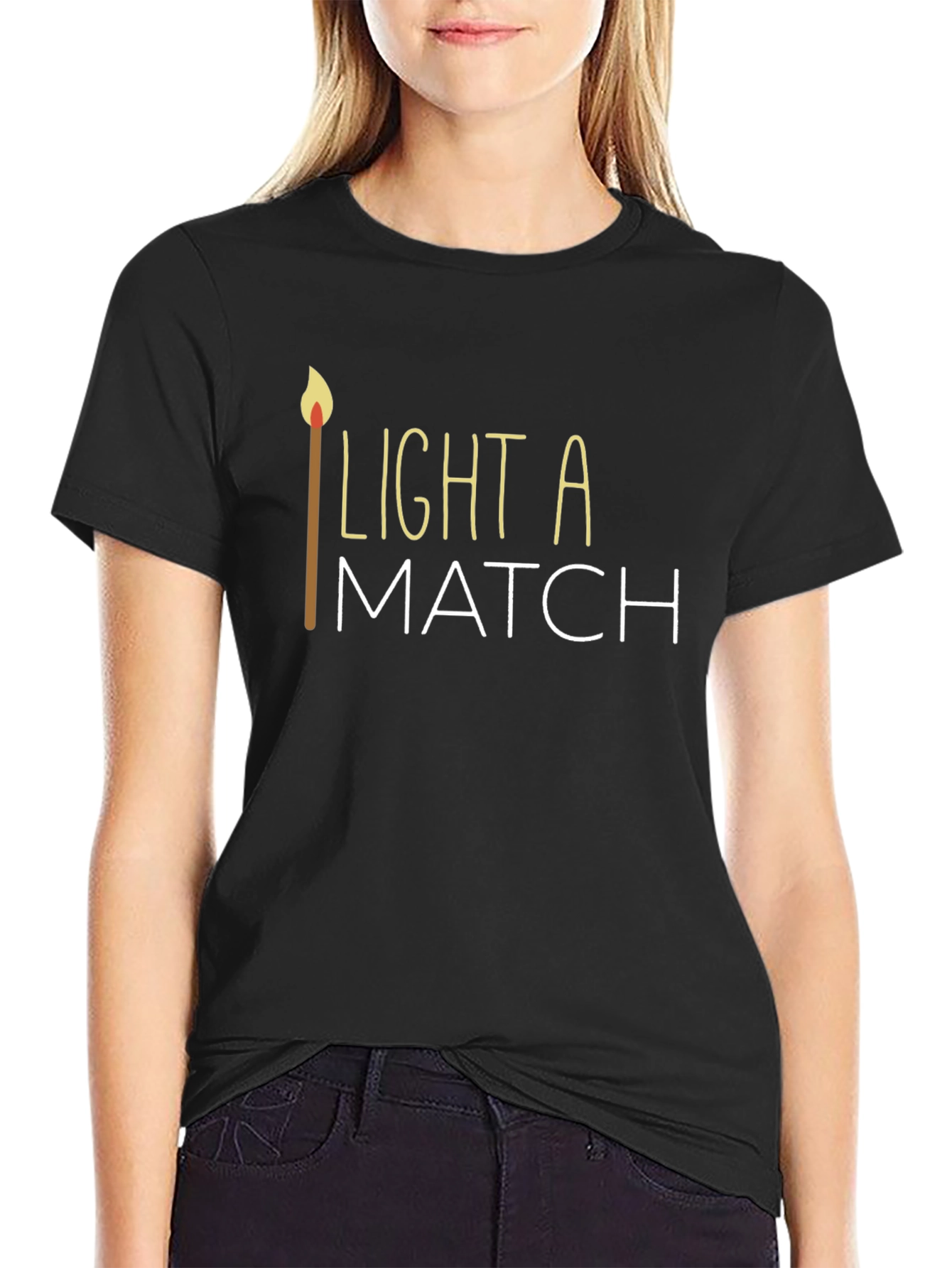 Light a Match Graphic Tee - Stylish Black T-Shirt
