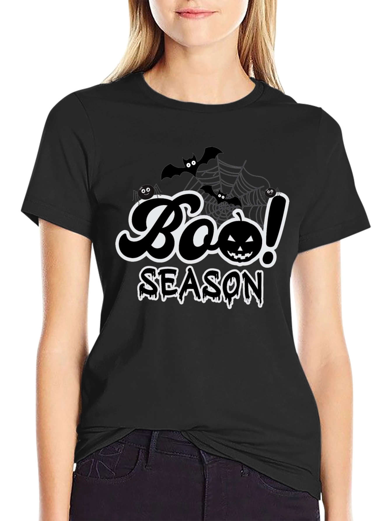 Boo Season Halloween T-Shirt Black Spooky Fun