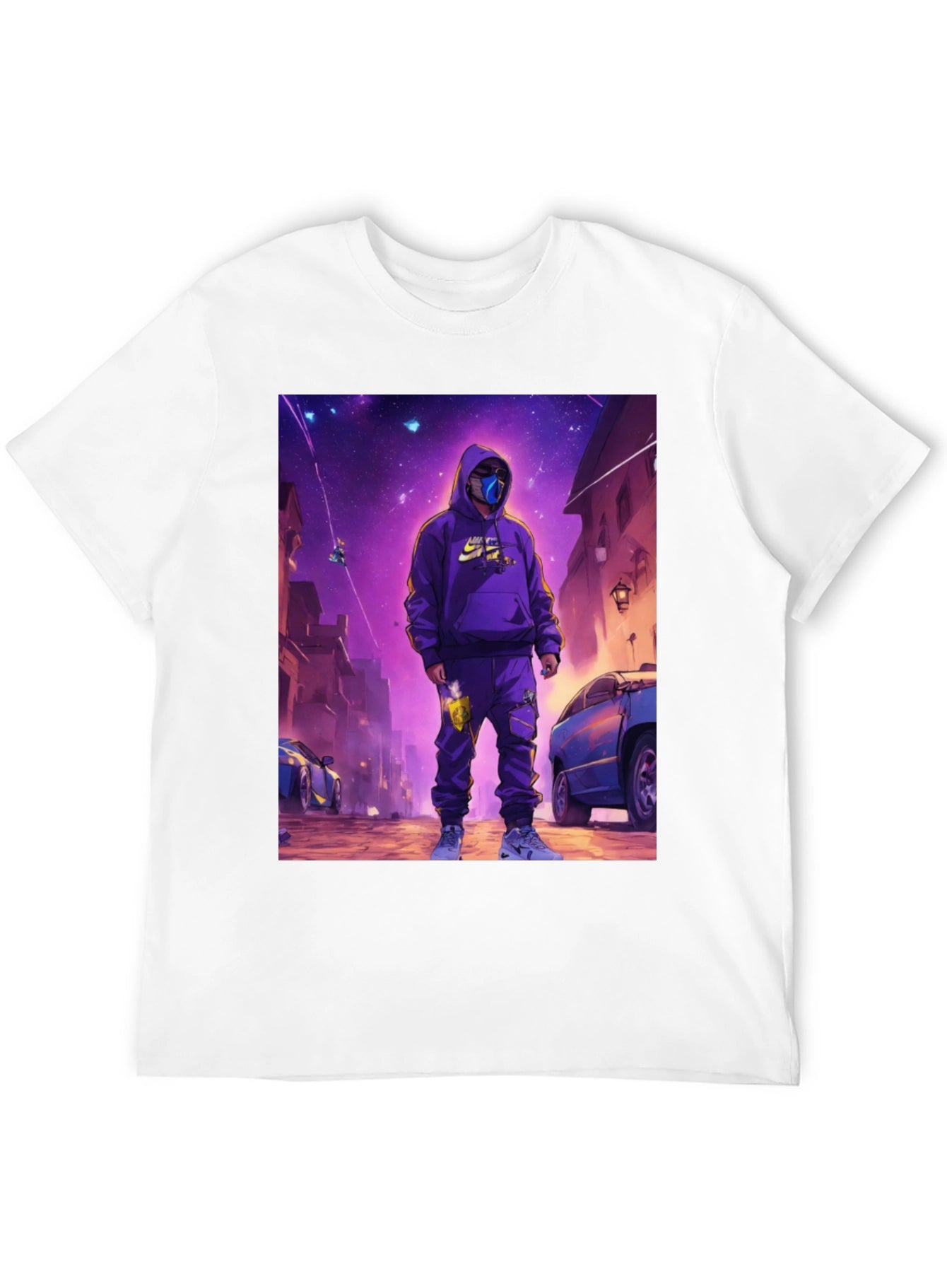 Black T-Shirt with Urban Galaxy Graphic