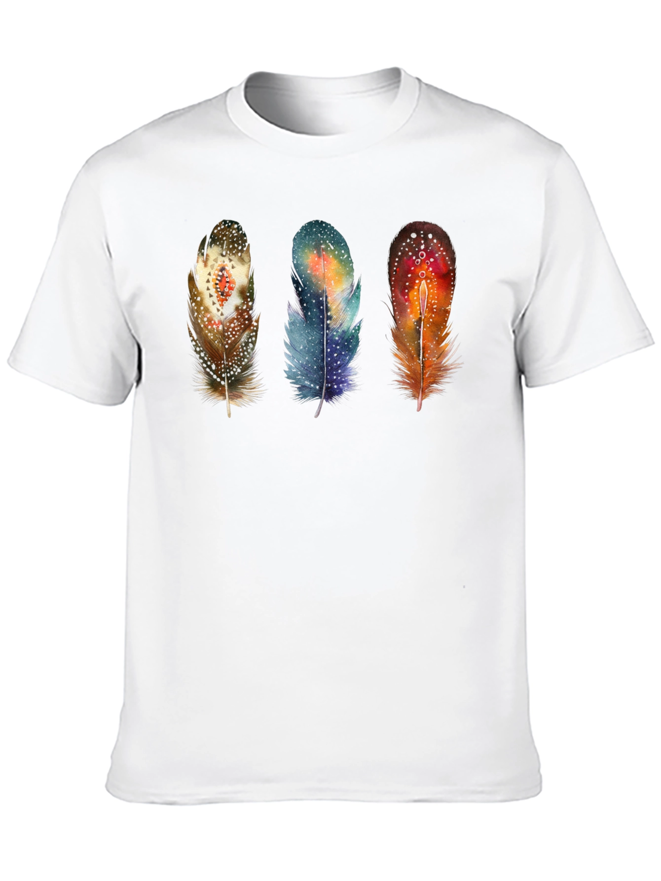 Feather Trio Graphic T-Shirt - Unique Artistic Design