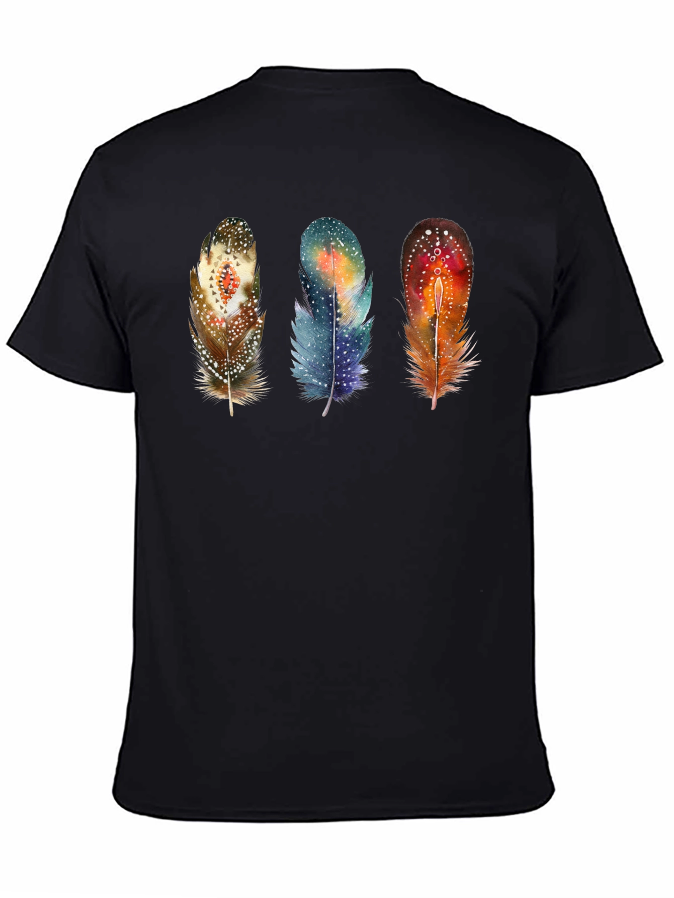 Feather Trio Graphic T-Shirt - Unique Artistic Design