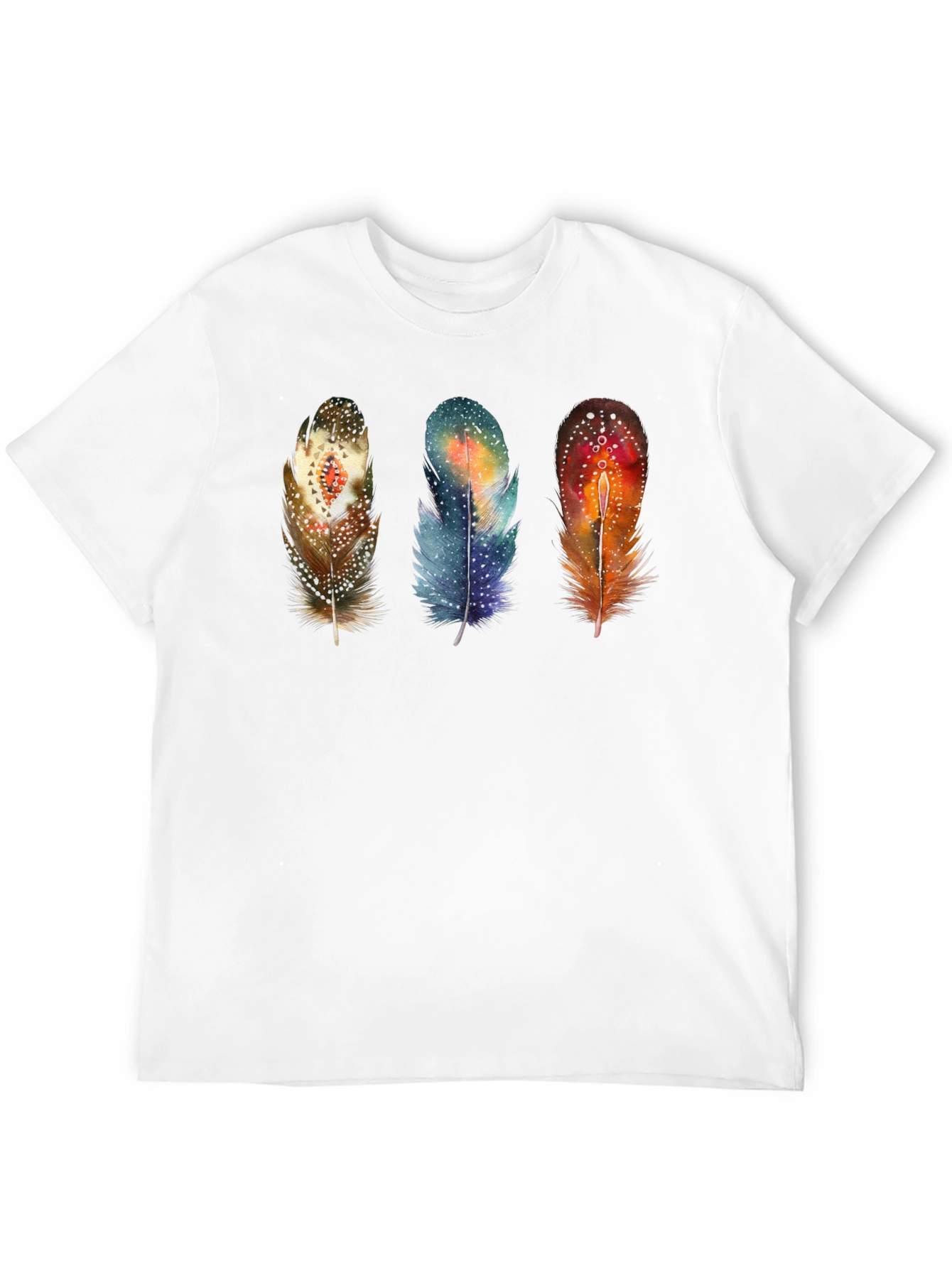 Feather Trio Graphic T-Shirt - Unique Artistic Design