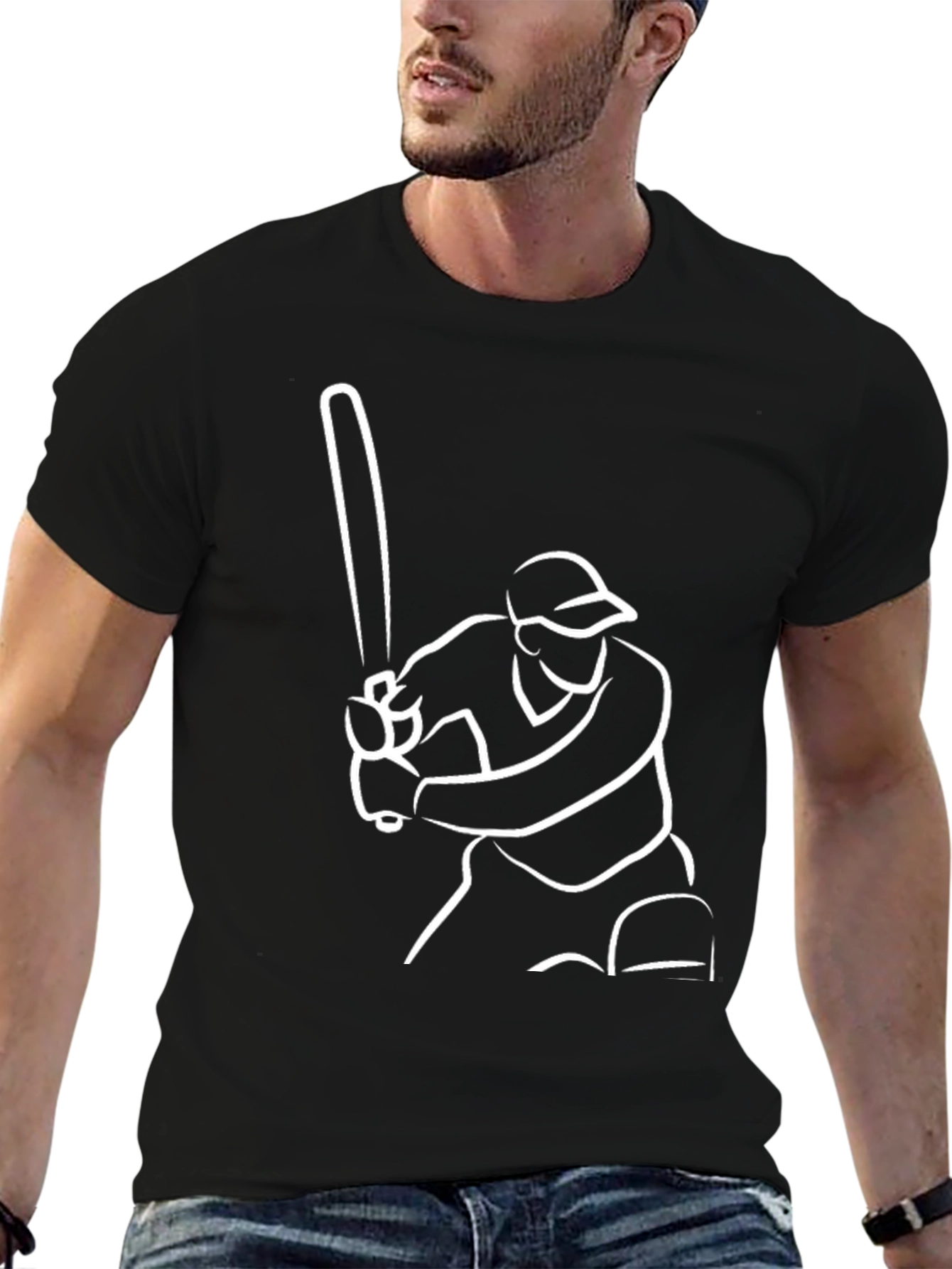 Cricket Player Graphic Tee - Black
