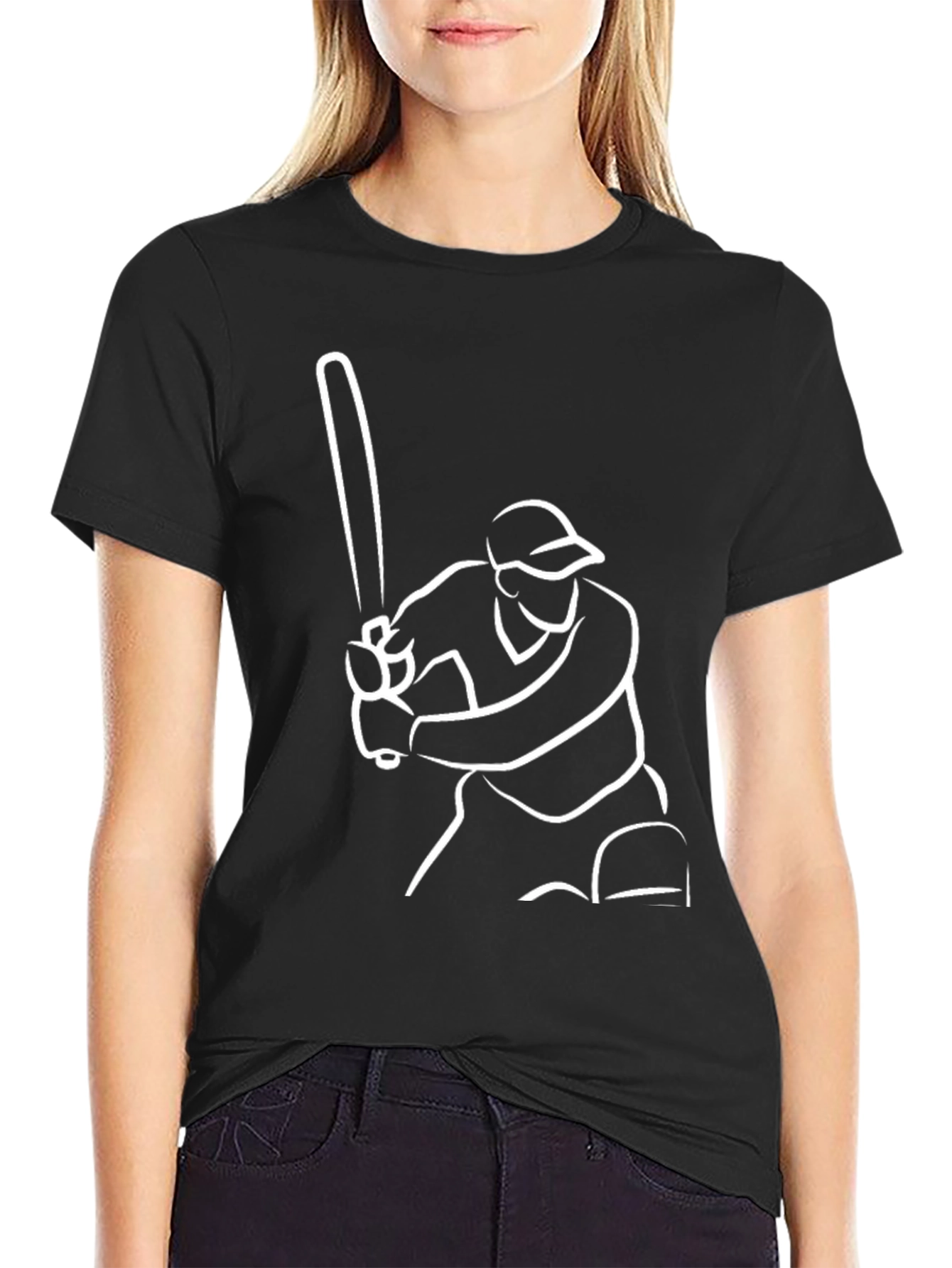 Cricket Player Graphic Tee - Black
