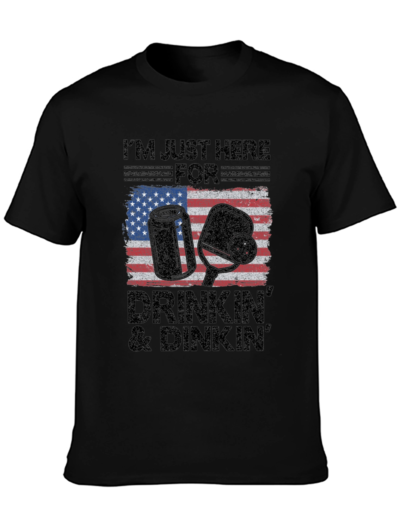 Drinkin & Dinkn T-Shirt - American Flag Pickleball Tee