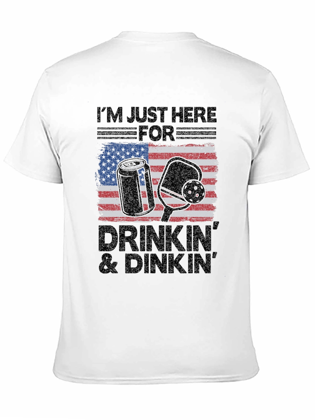 Drinkin & Dinkn T-Shirt - American Flag Pickleball Tee