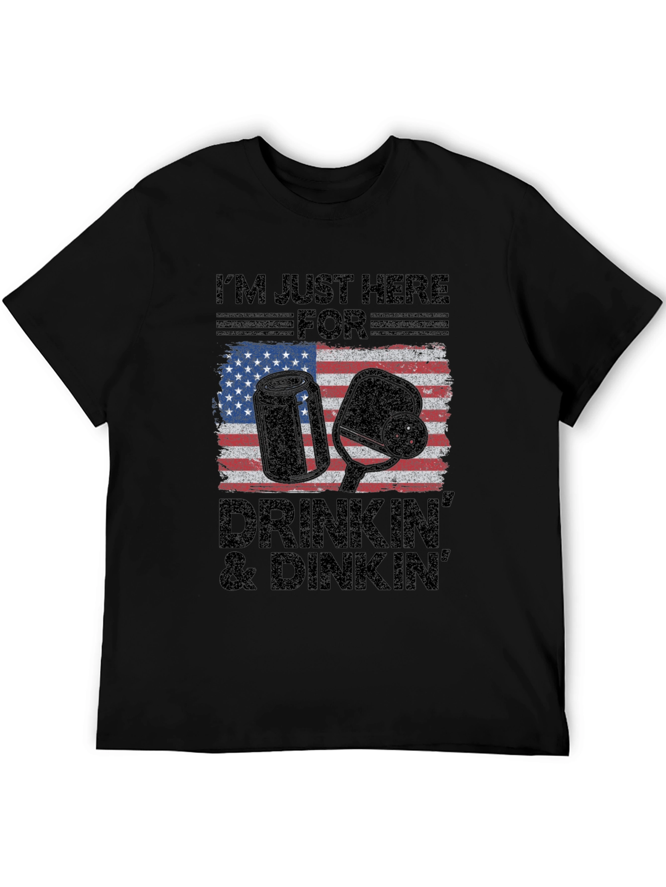 Drinkin & Dinkn T-Shirt - American Flag Pickleball Tee
