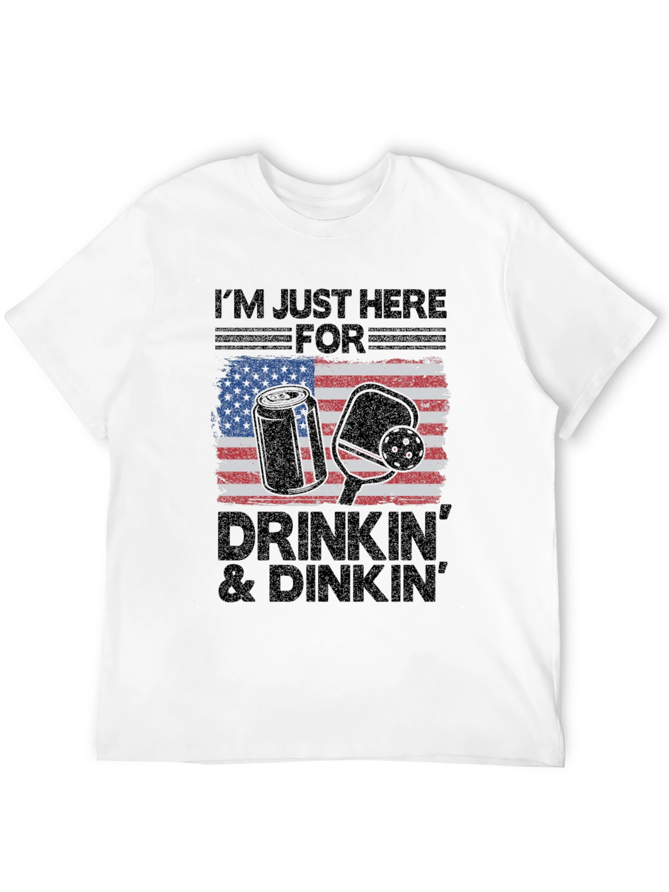 Drinkin & Dinkn T-Shirt - American Flag Pickleball Tee