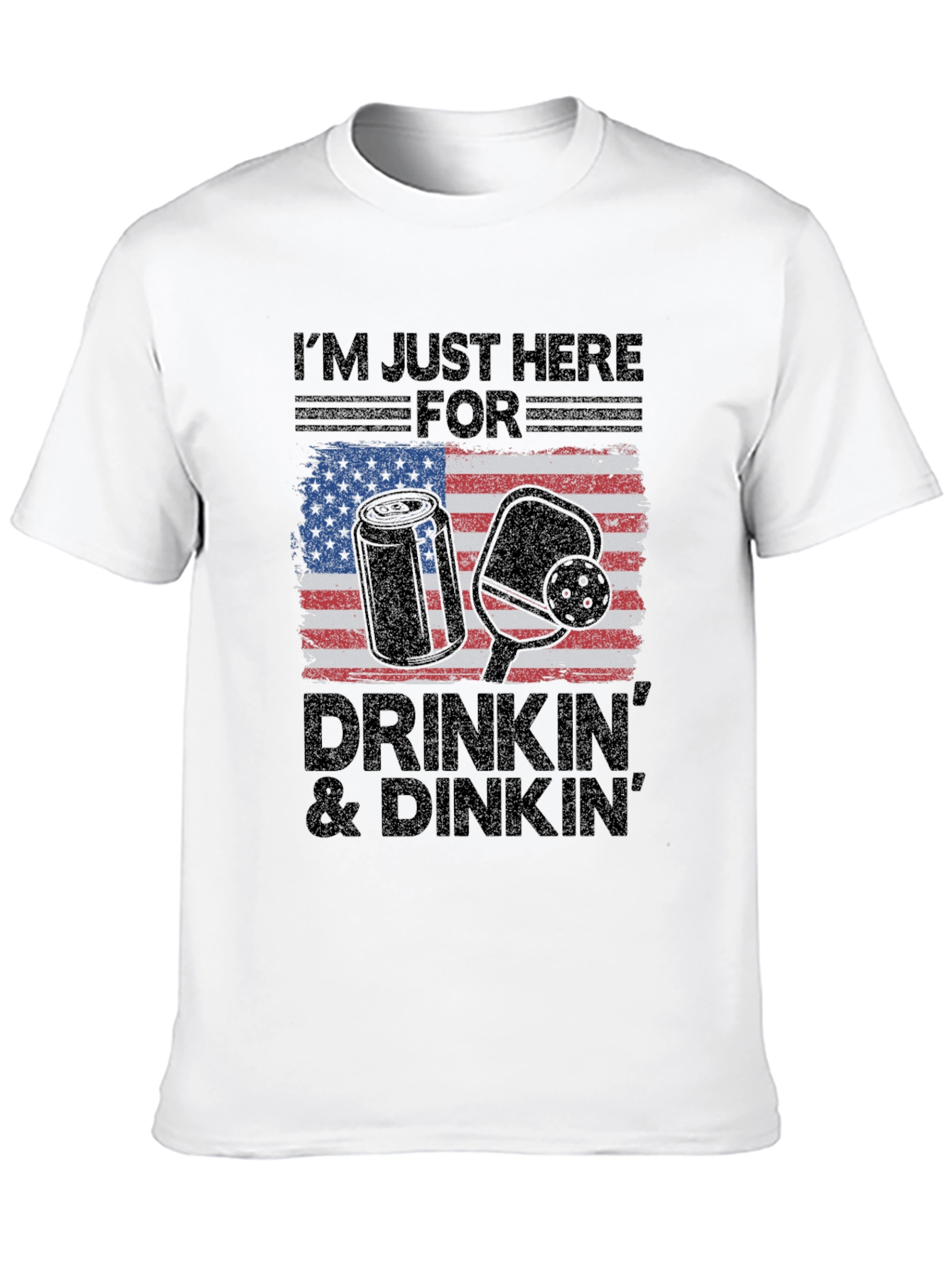 Drinkin & Dinkn T-Shirt - American Flag Pickleball Tee