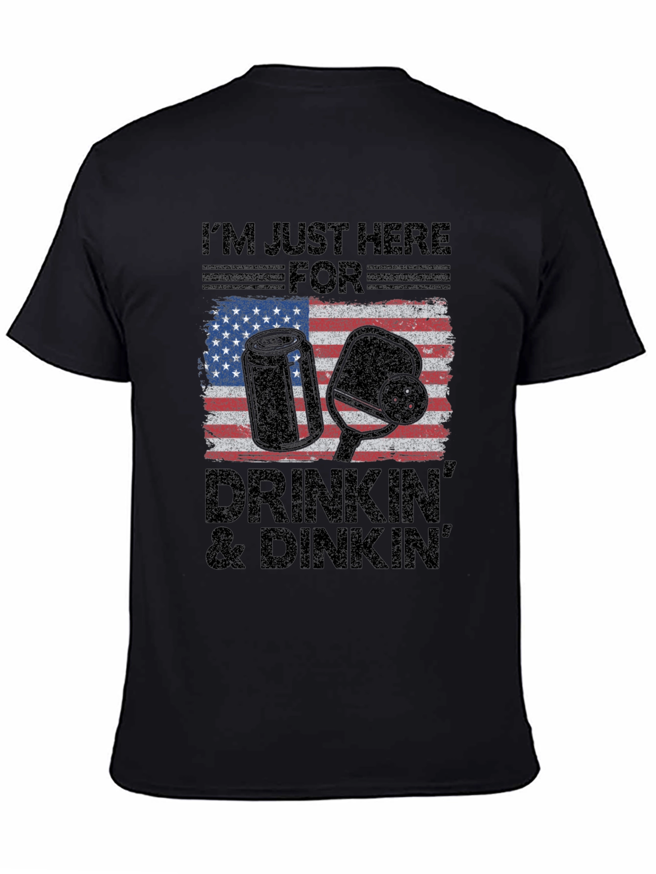 Drinkin & Dinkn T-Shirt - American Flag Pickleball Tee