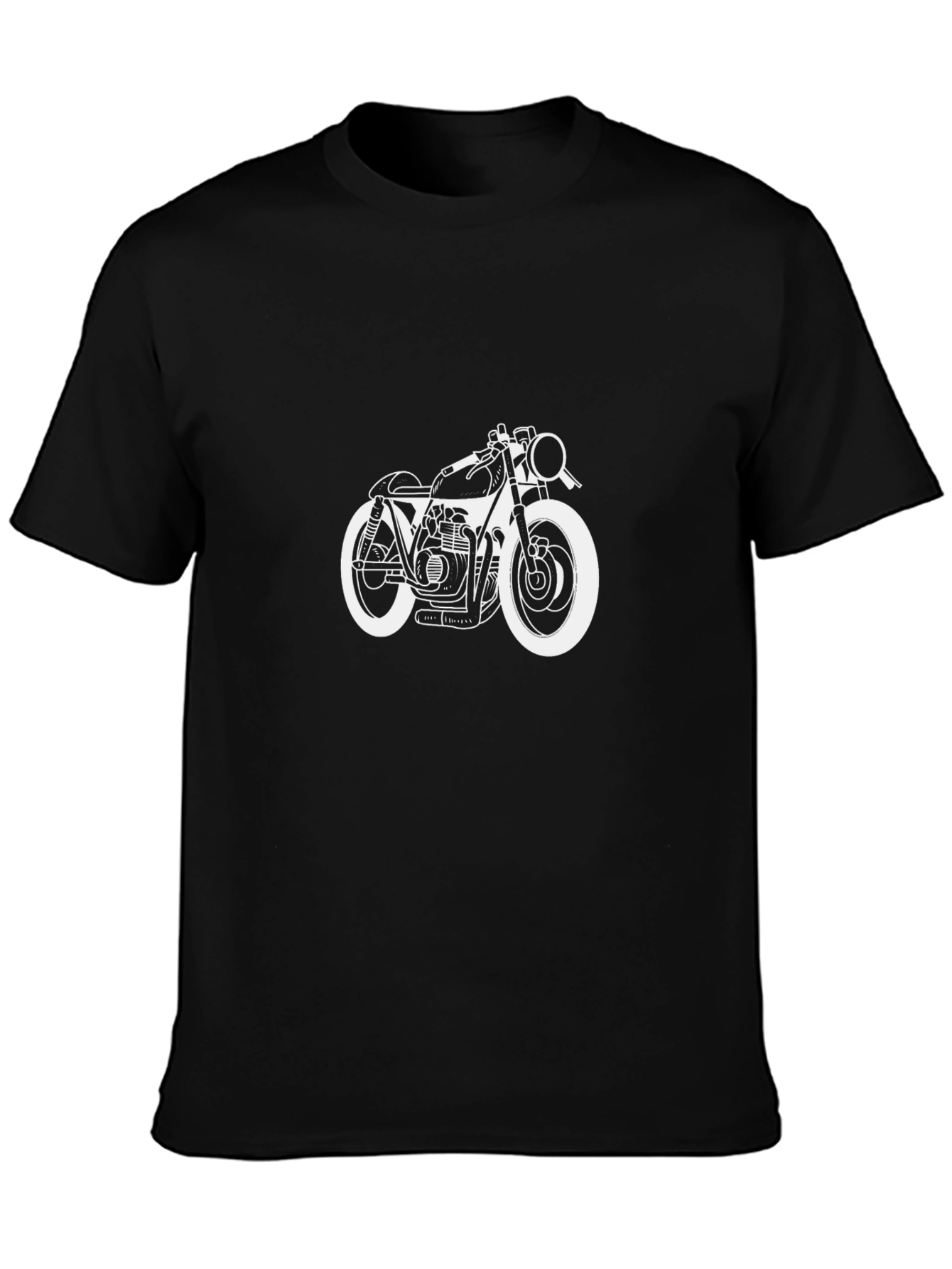 Motorcycle Graphic Tee - Black Cotton T-Shirt
