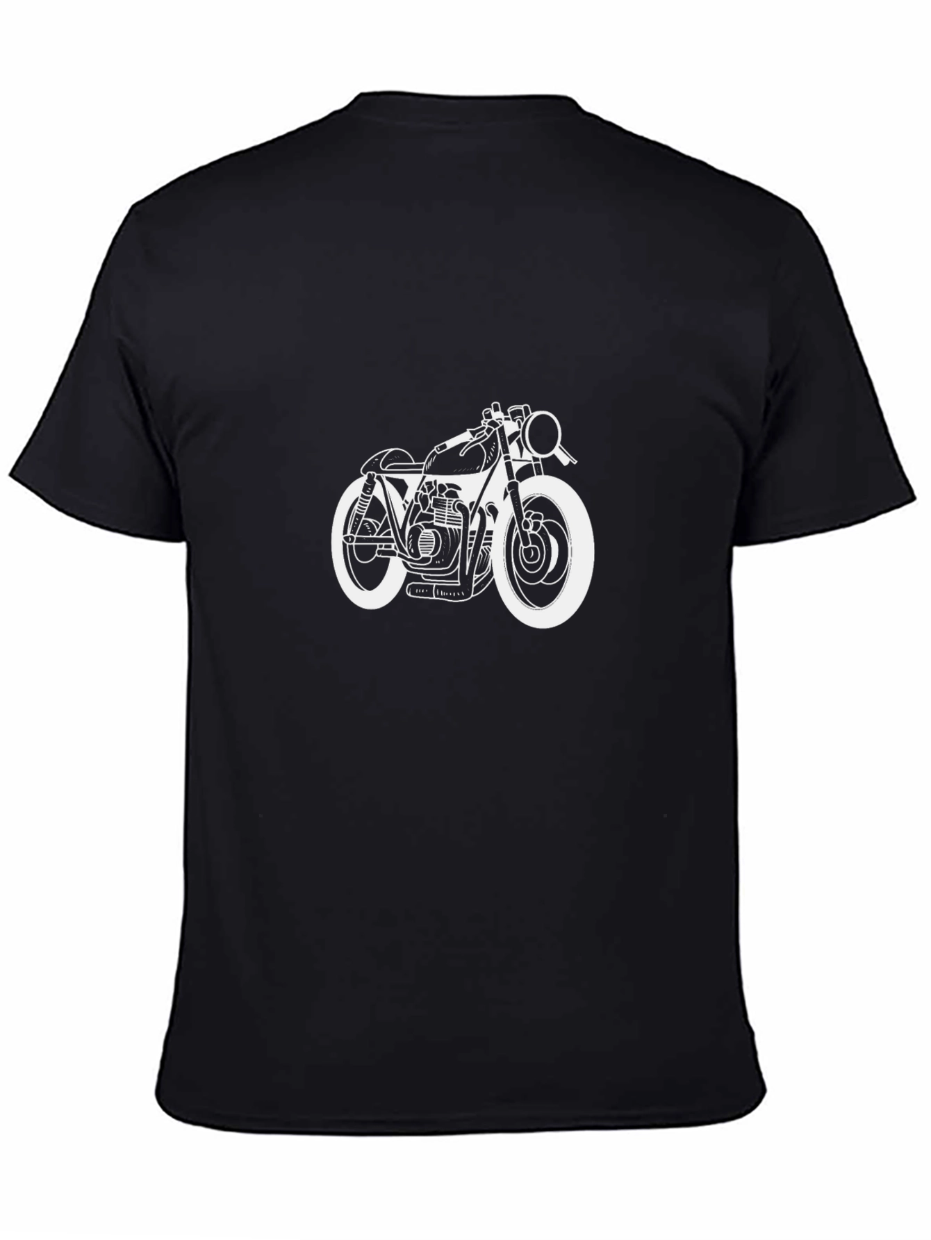 Motorcycle Graphic Tee - Black Cotton T-Shirt