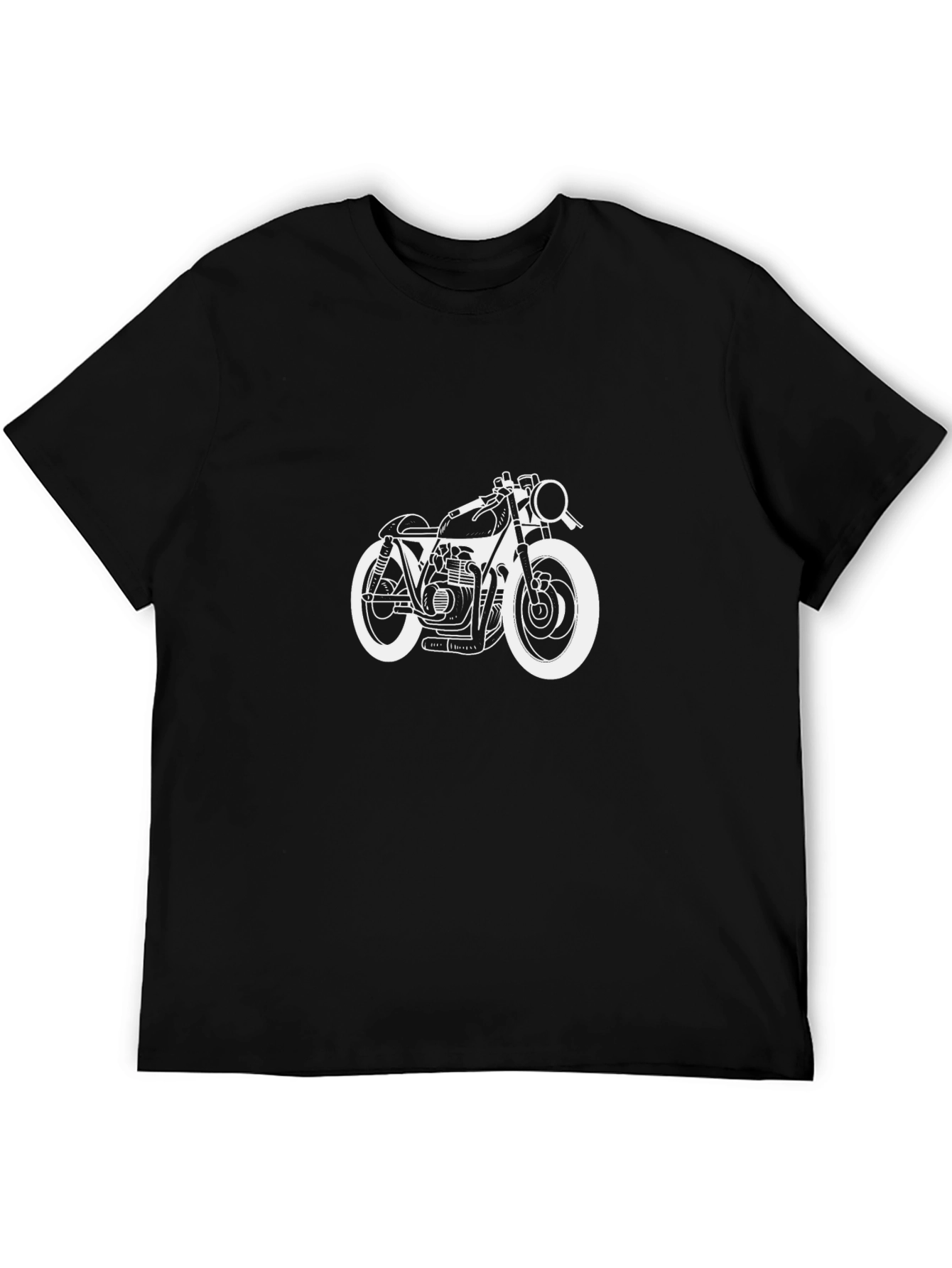 Motorcycle Graphic Tee - Black Cotton T-Shirt