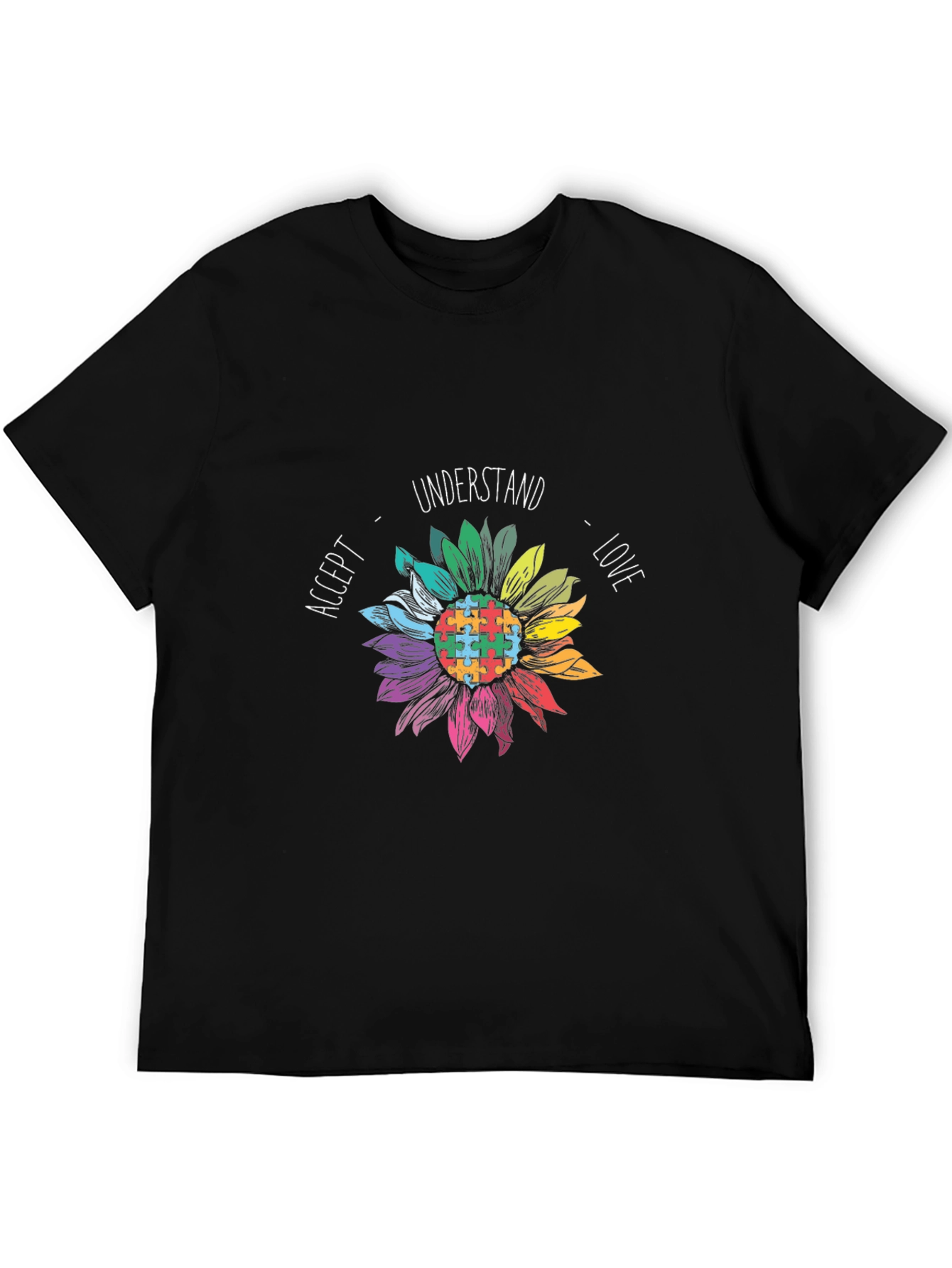 Autism Awareness Sunflower T-Shirt - Accept Love Understand