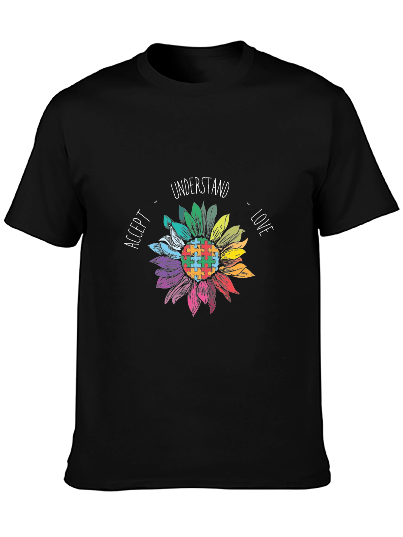 Autism Awareness Sunflower T-Shirt - Accept Love Understand