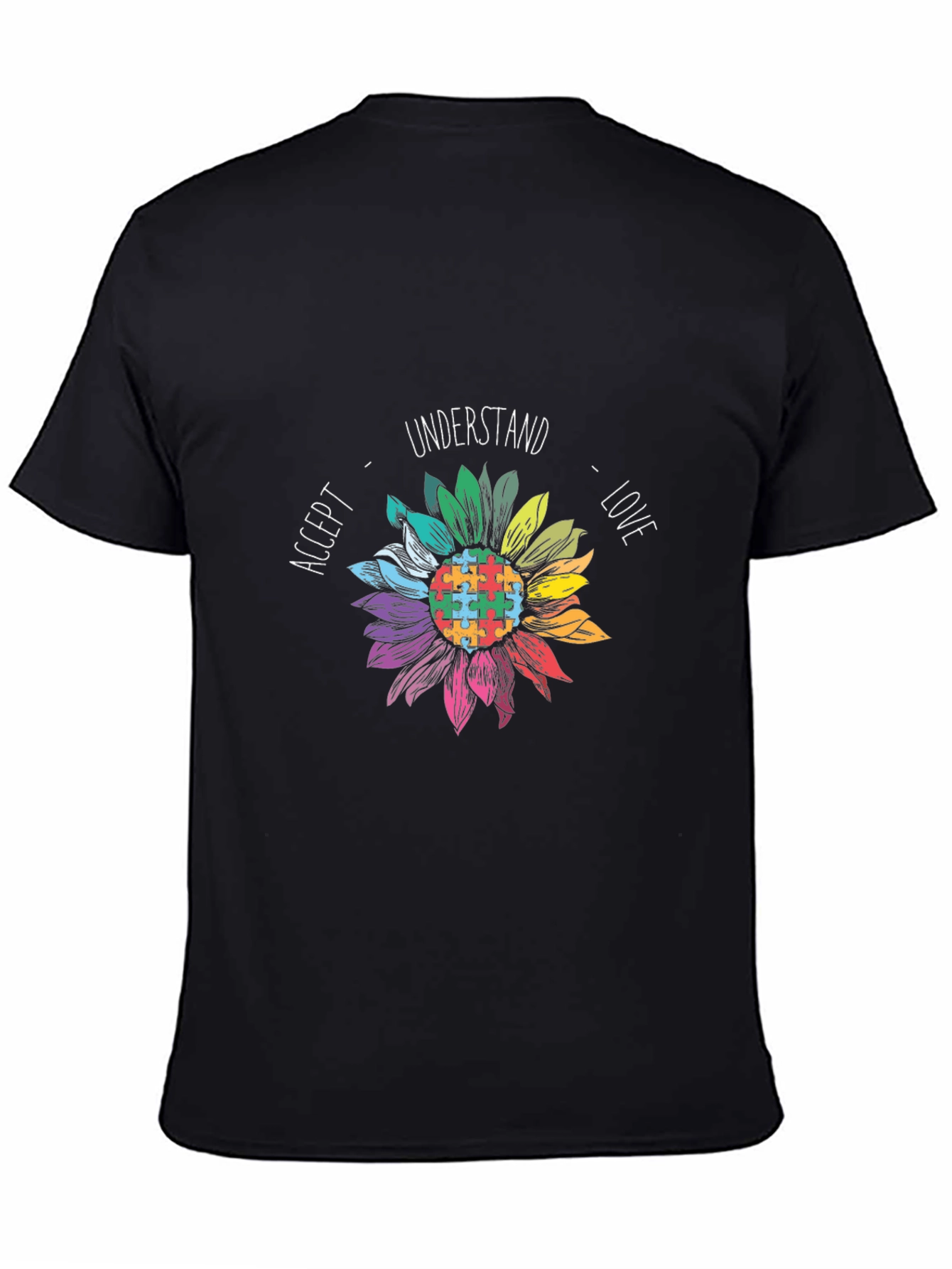 Autism Awareness Sunflower T-Shirt - Accept Love Understand