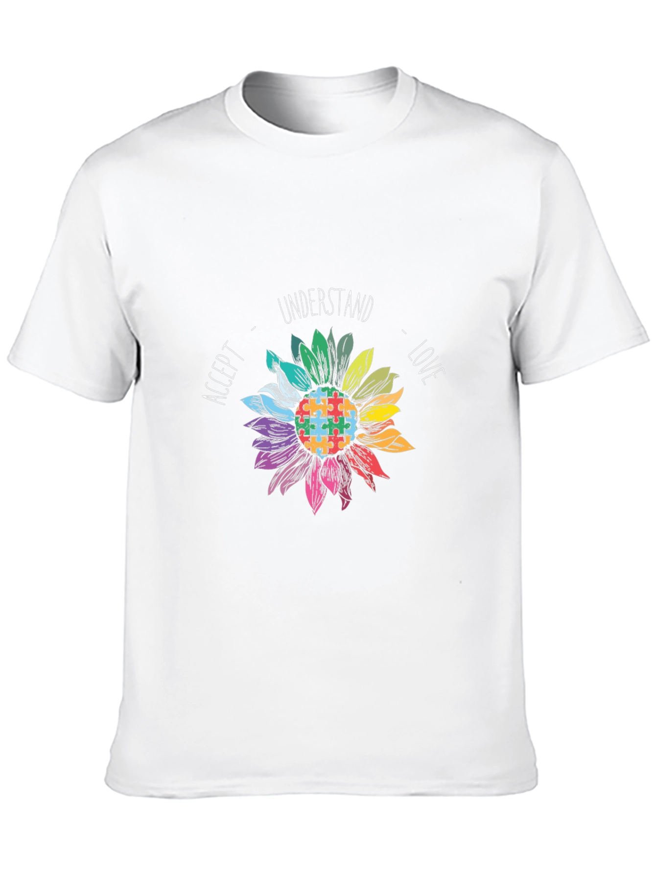 Autism Awareness Sunflower T-Shirt - Accept Love Understand