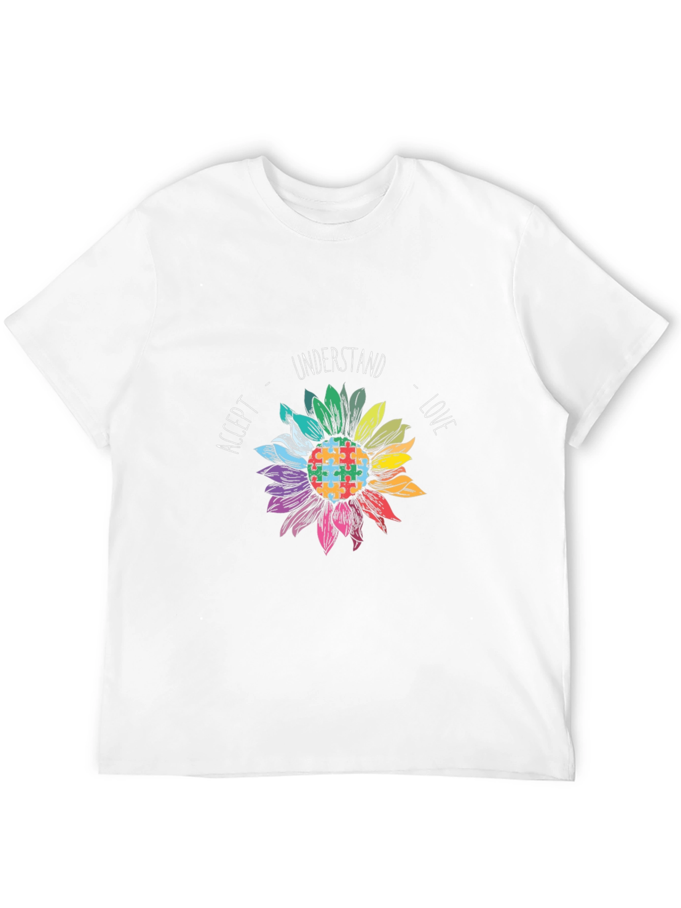 Autism Awareness Sunflower T-Shirt - Accept Love Understand