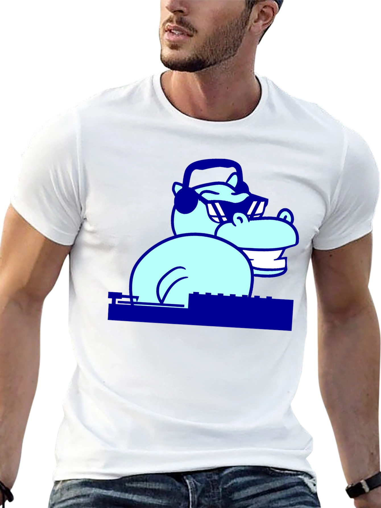 Cool Hippo DJ Graphic T-Shirt