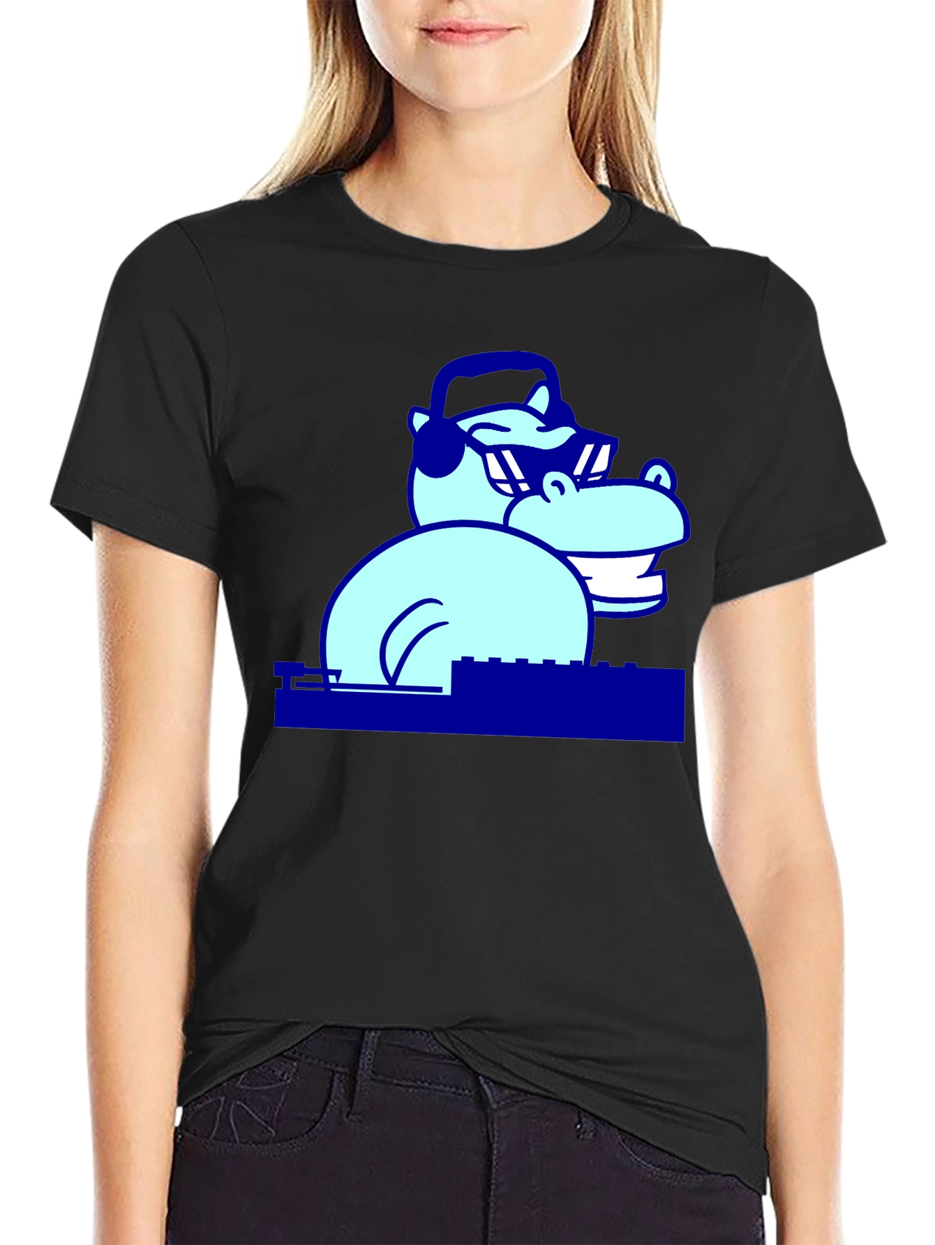 Cool Hippo DJ Graphic T-Shirt