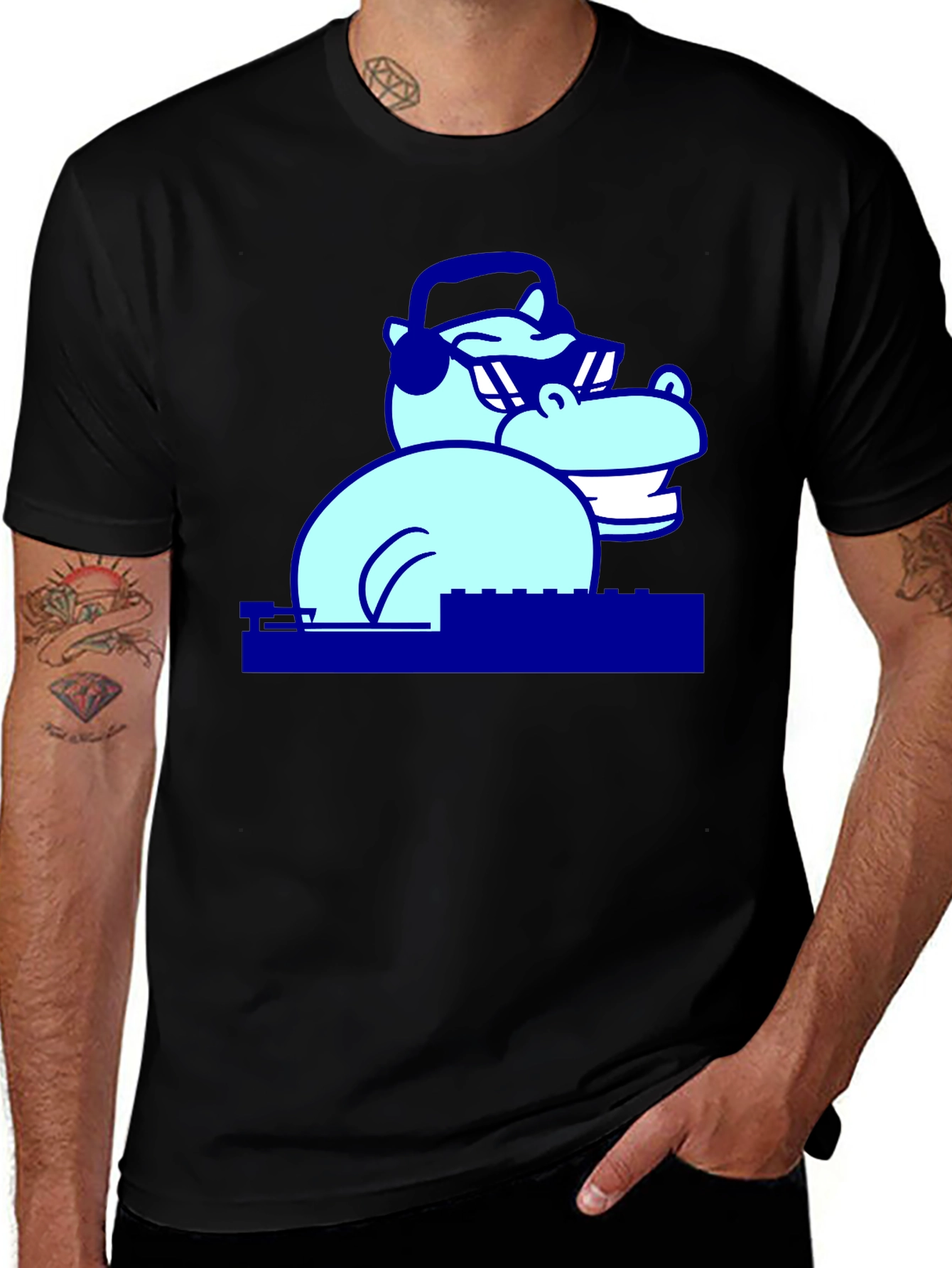 Cool Hippo DJ Graphic T-Shirt