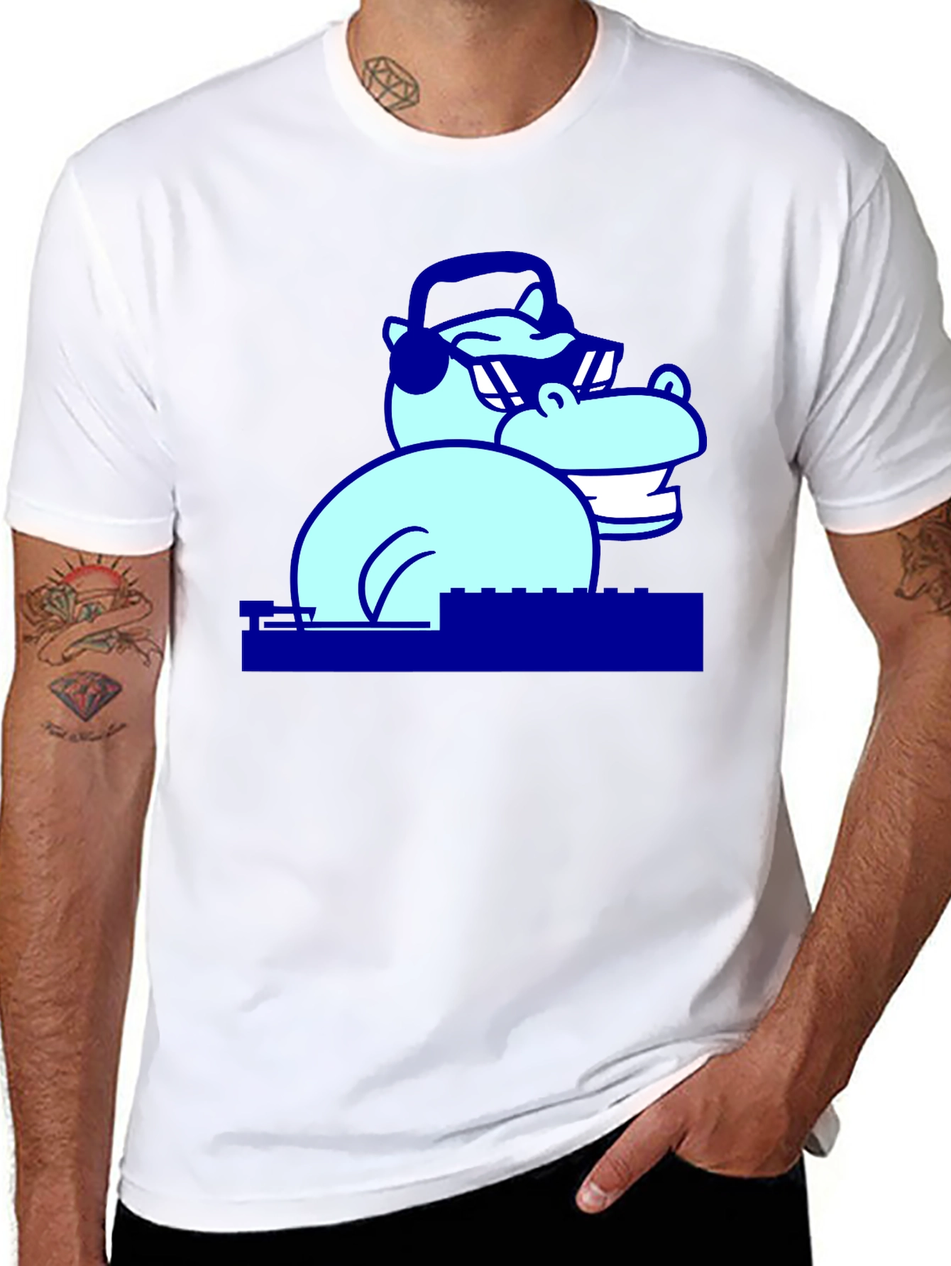 Cool Hippo DJ Graphic T-Shirt