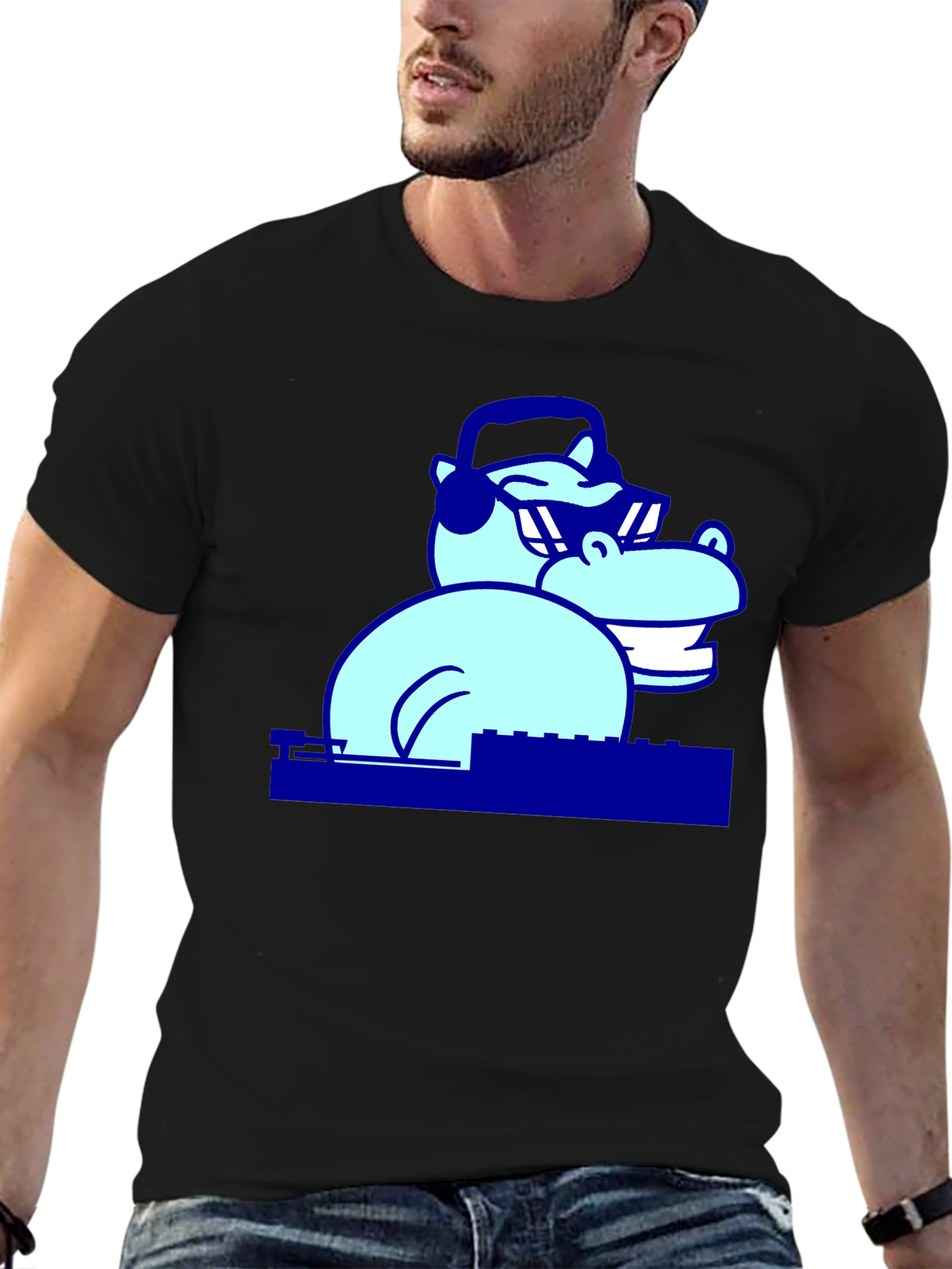 Cool Hippo DJ Graphic T-Shirt