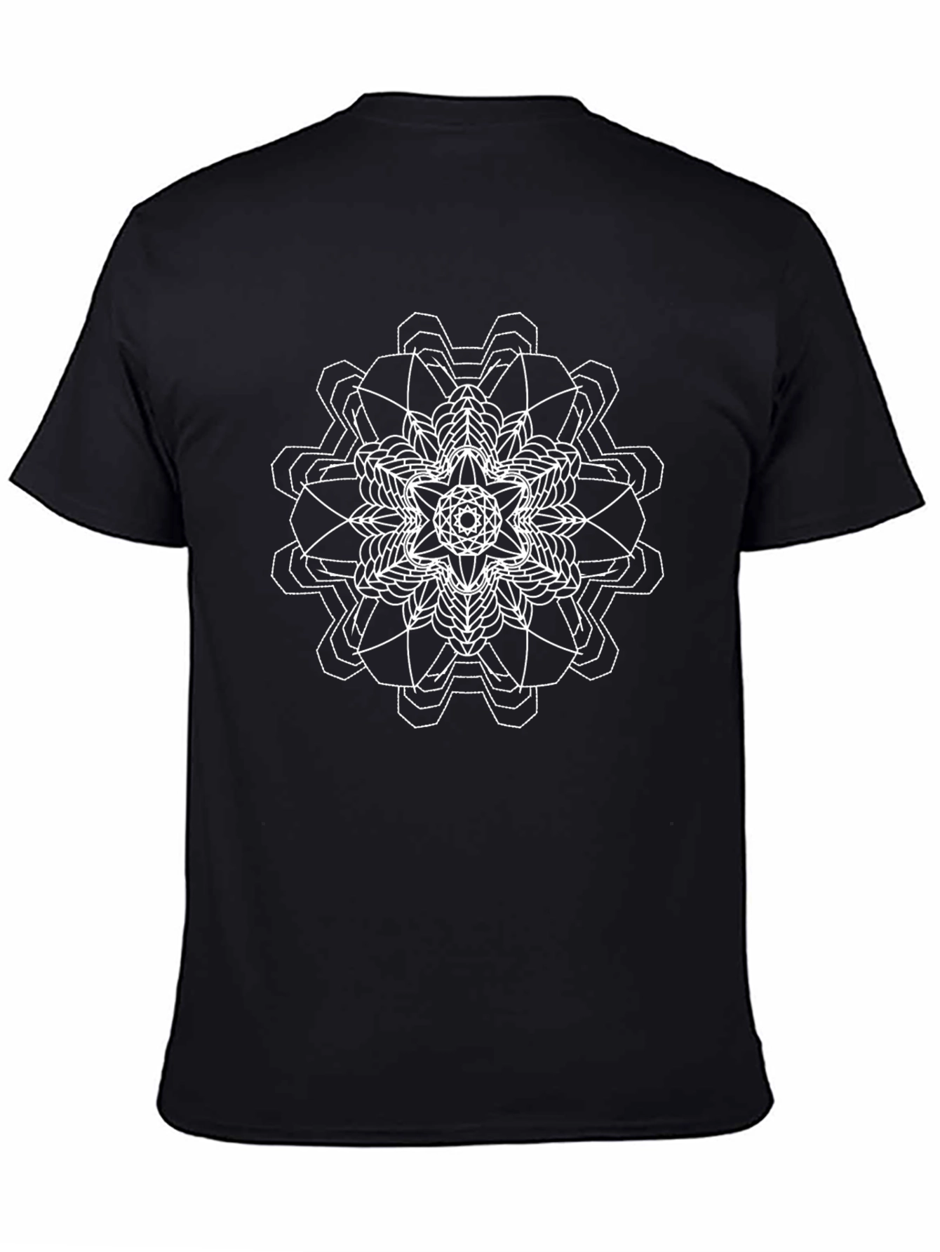 Geometric Mandala Graphic Tee - Black Cotton Comfort