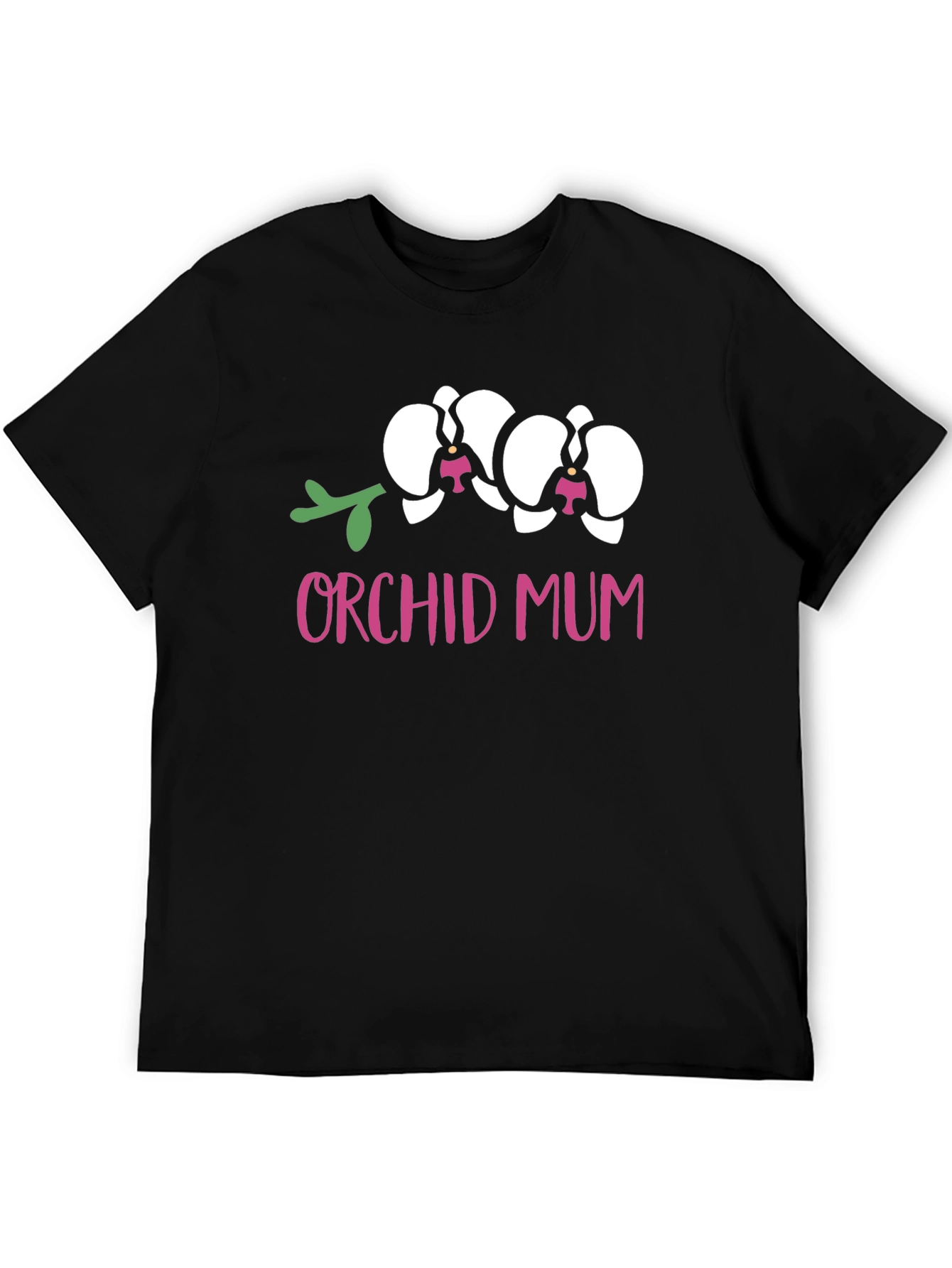Orchid Mum Graphic Tee - Black Cotton T-Shirt