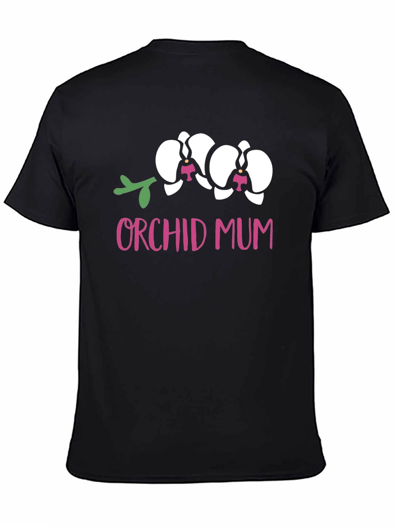 Orchid Mum Graphic Tee - Black Cotton T-Shirt
