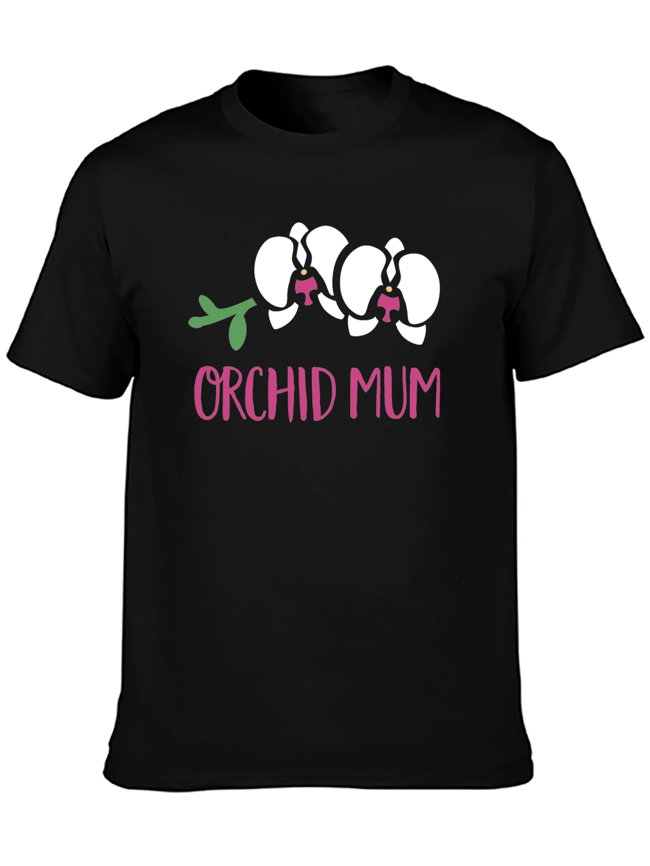 Orchid Mum Graphic Tee - Black Cotton T-Shirt