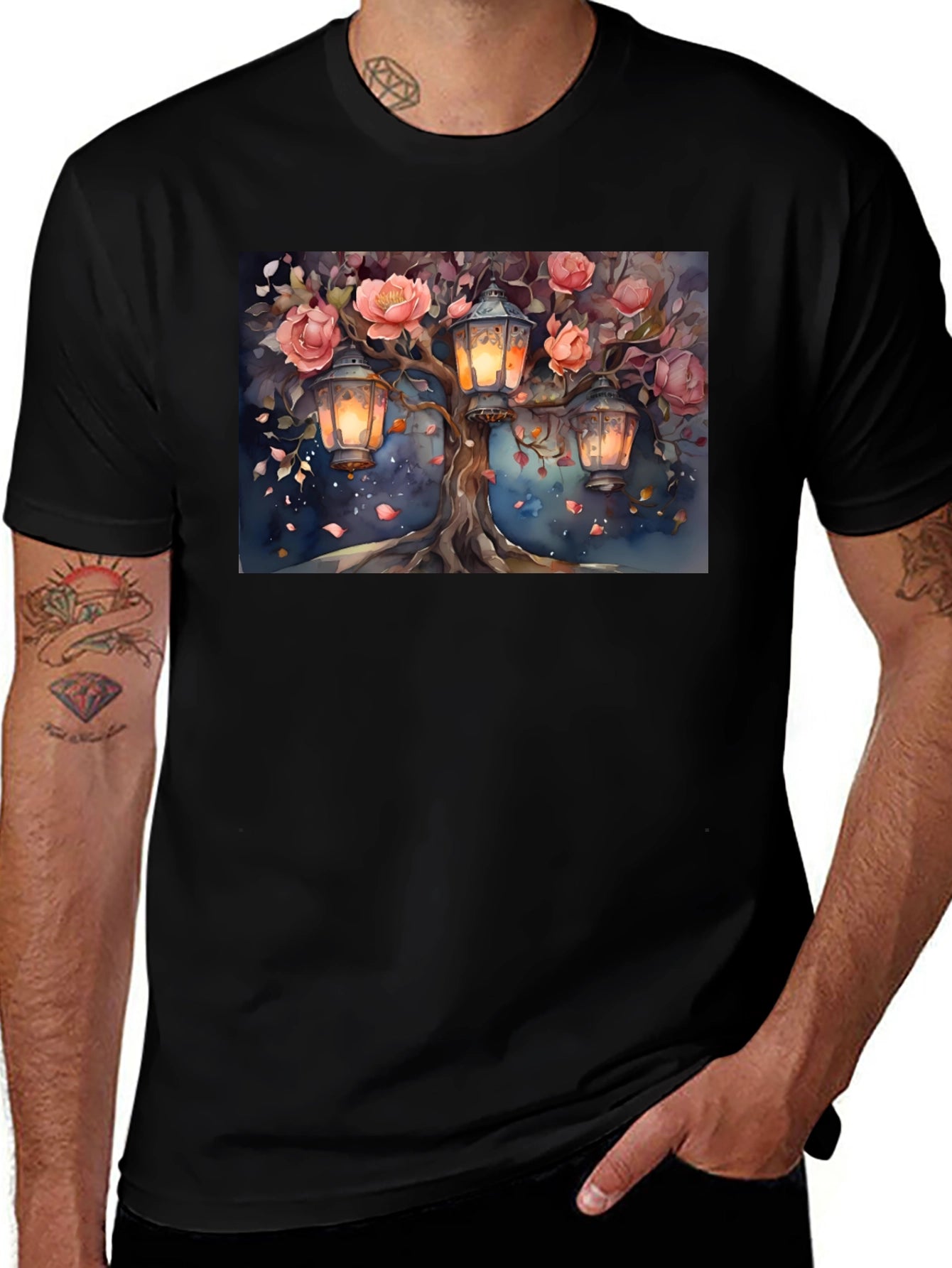 Floral Lantern Tree Graphic Tee
