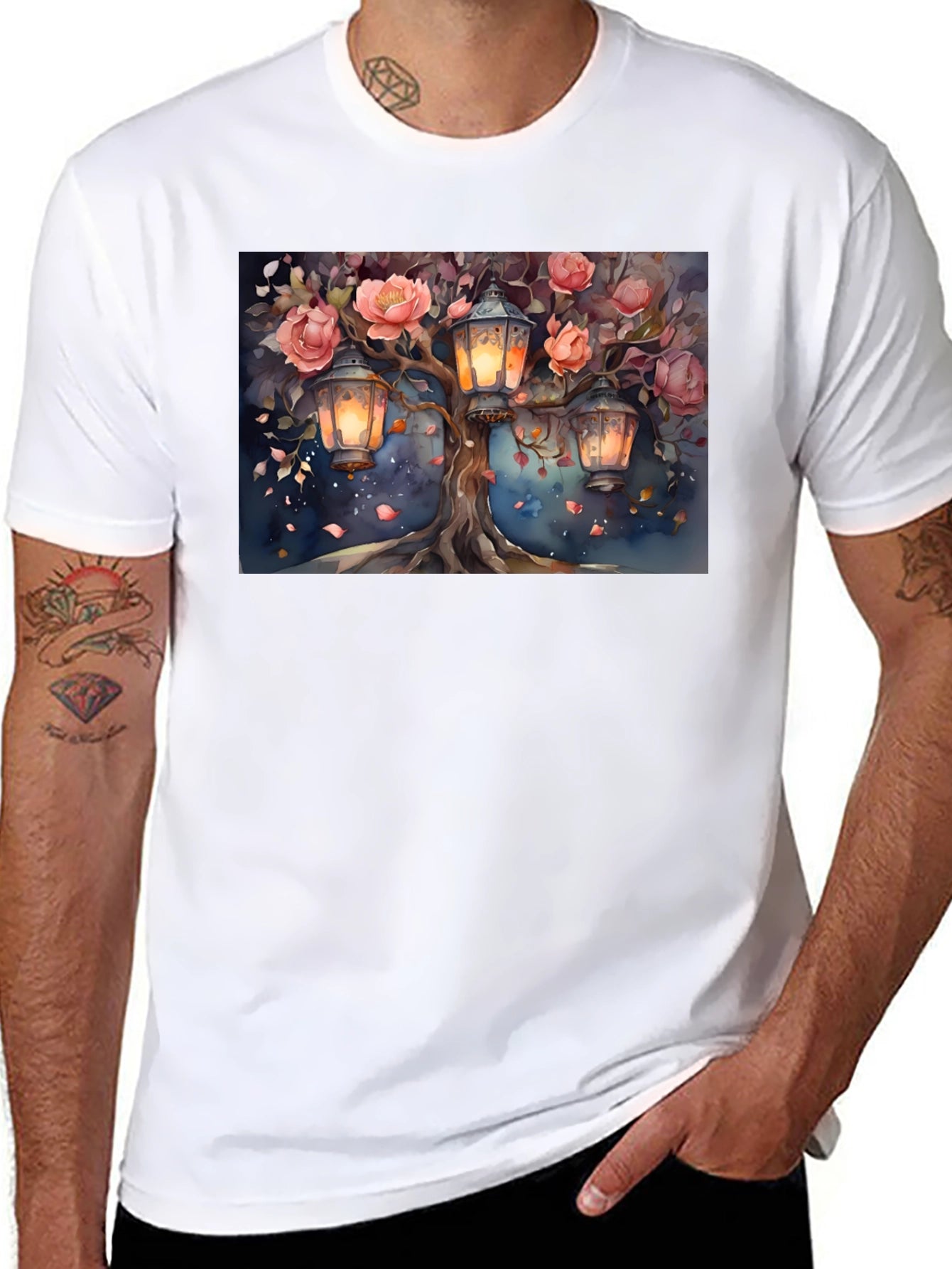 Floral Lantern Tree Graphic Tee