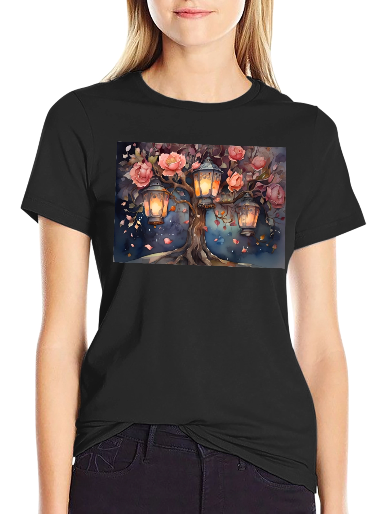 Floral Lantern Tree Graphic Tee