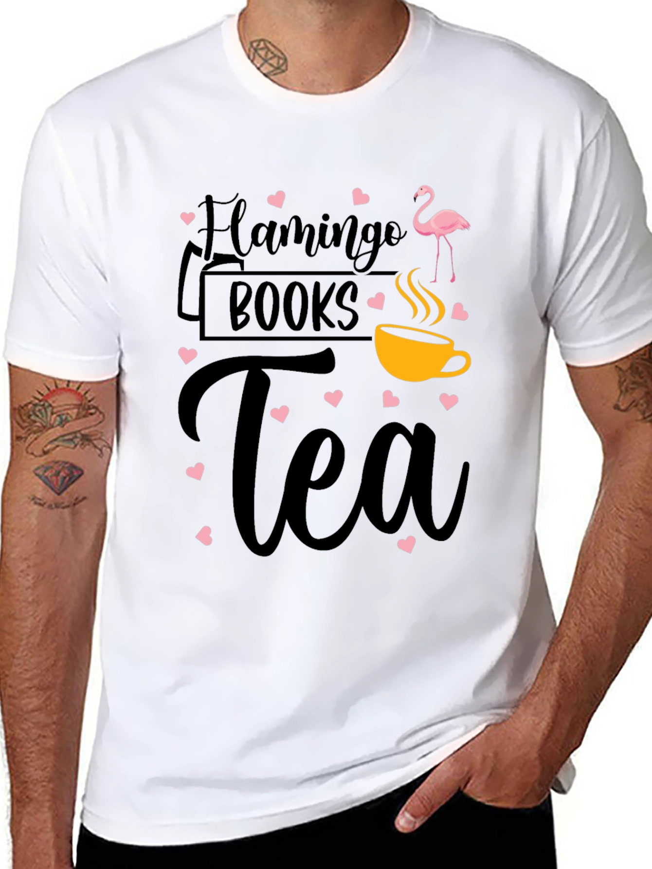 Flamingo Books Tea Graphic Tee Shirt