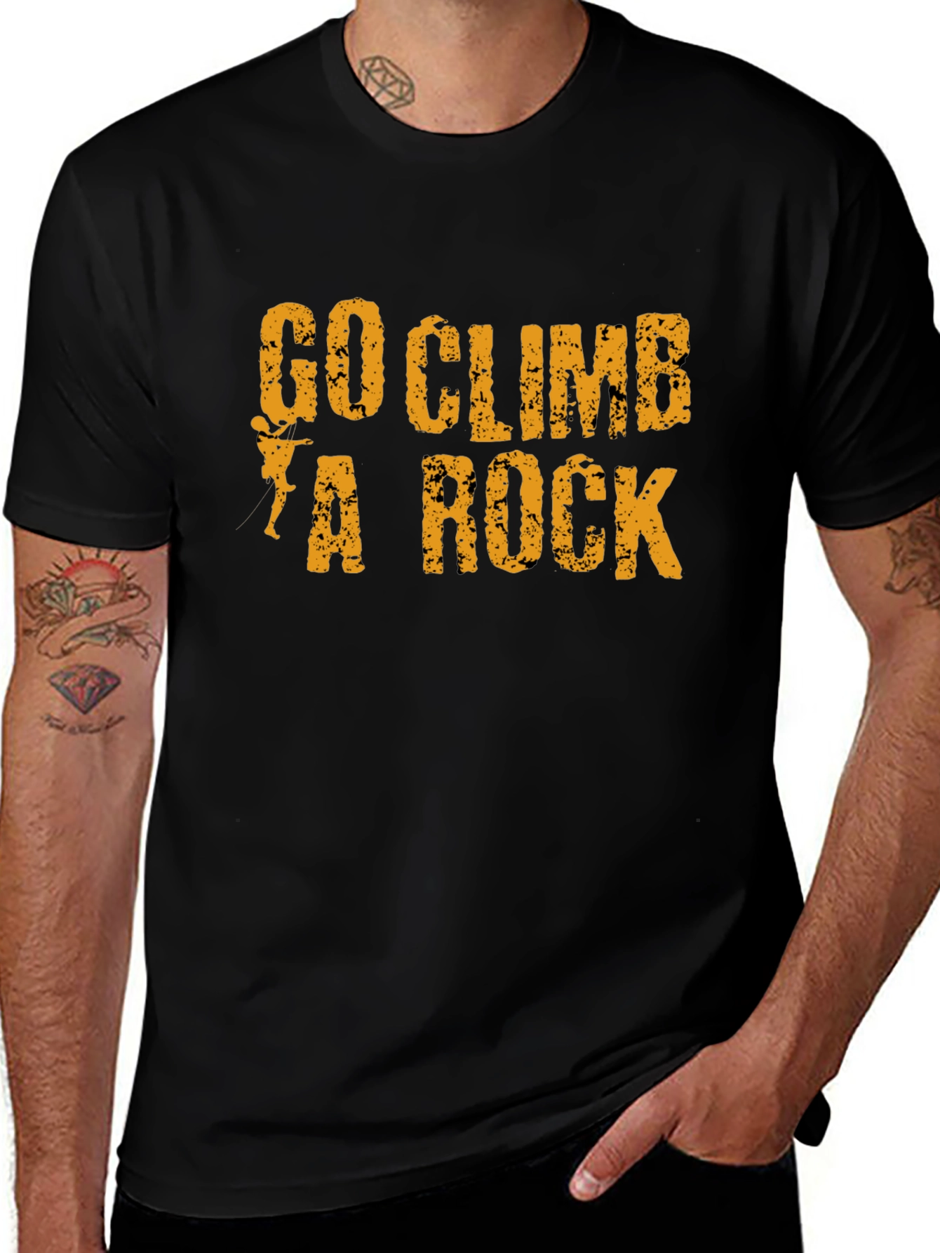 Go Climb A Rock Black Graphic T-Shirt